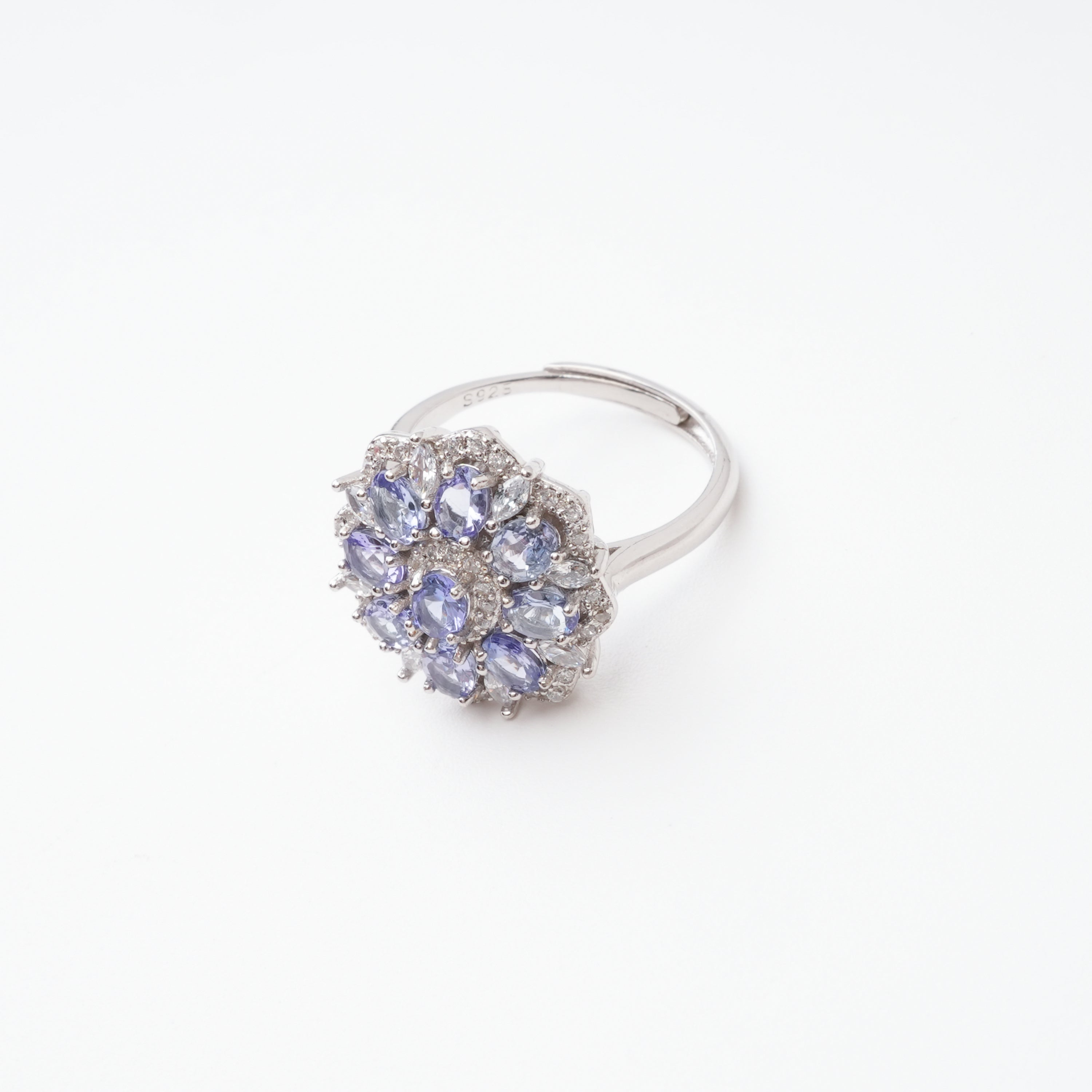 Tiphaine Lavender Tanzanite Cluster Sterling Silver Ring