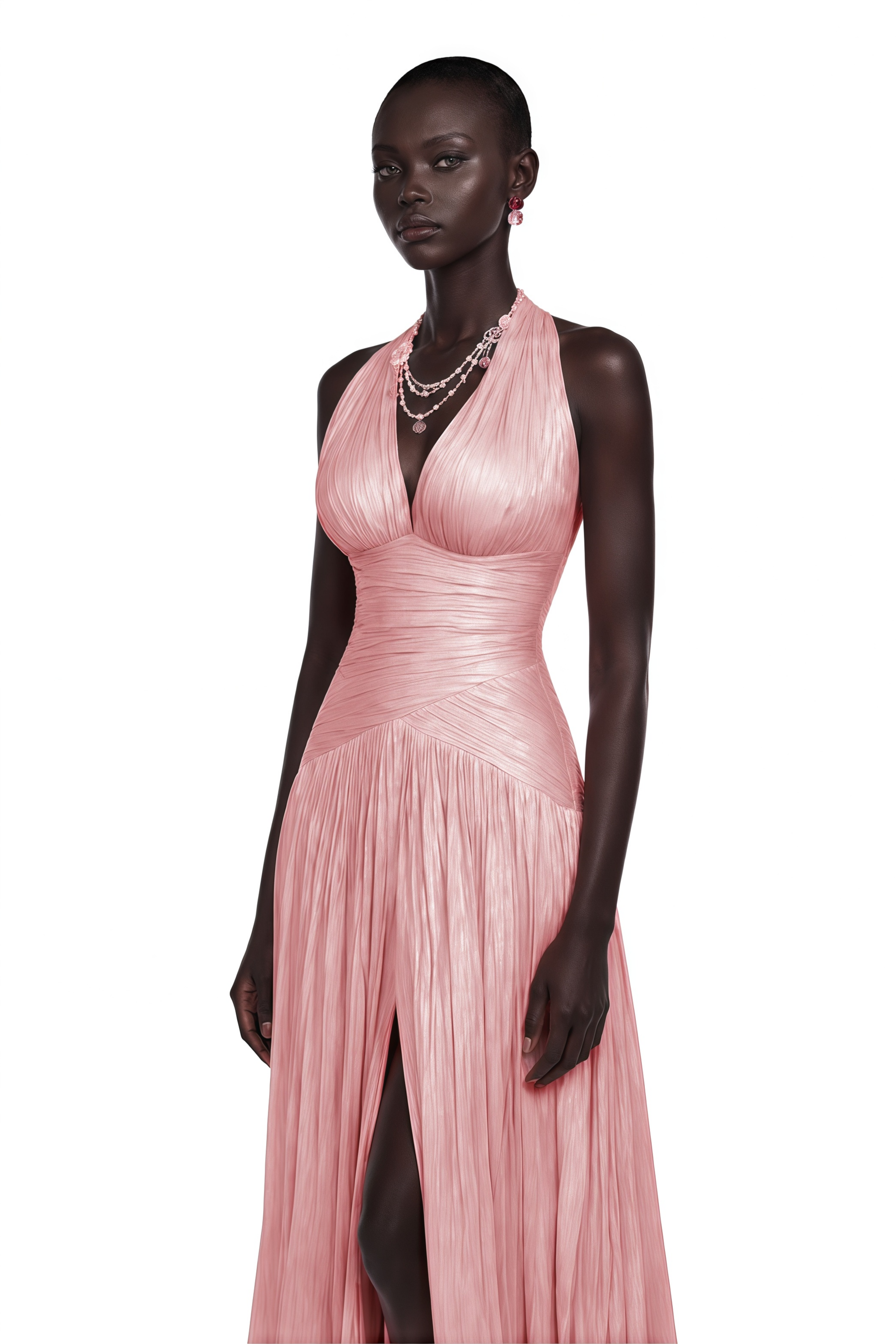 Uranie Pink Gathered Maxi Dress