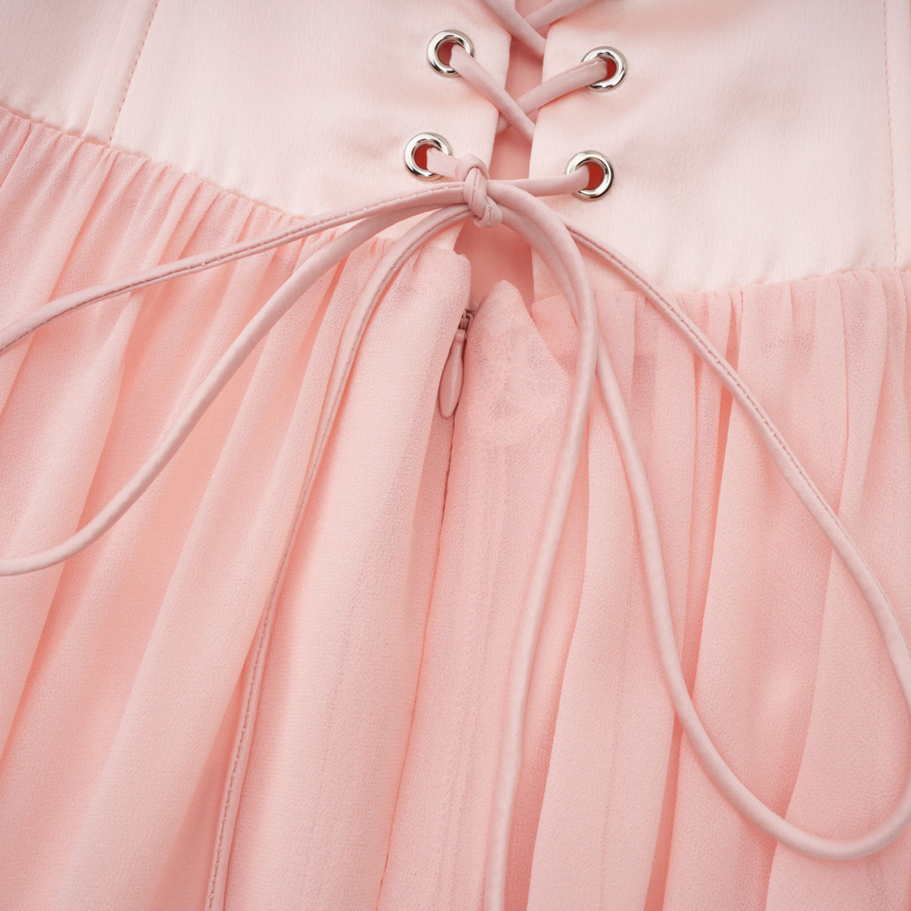 Vasylyna Pink Sweetheart Pleated Maxi Dress (Final Sale-US Only)
