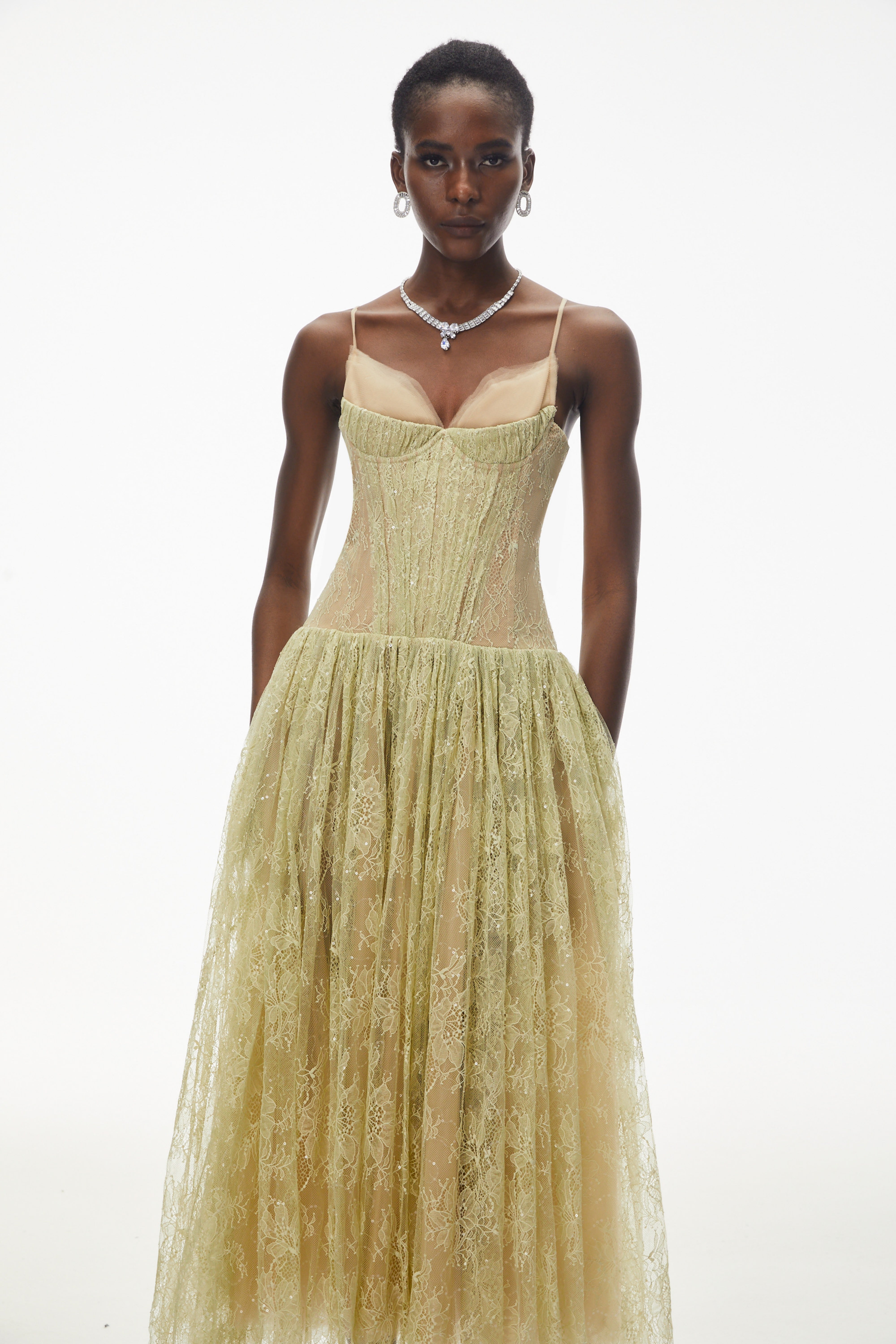 Severine Green Floral Lace Tulle Maxi Dress (Final Sale-US Only)