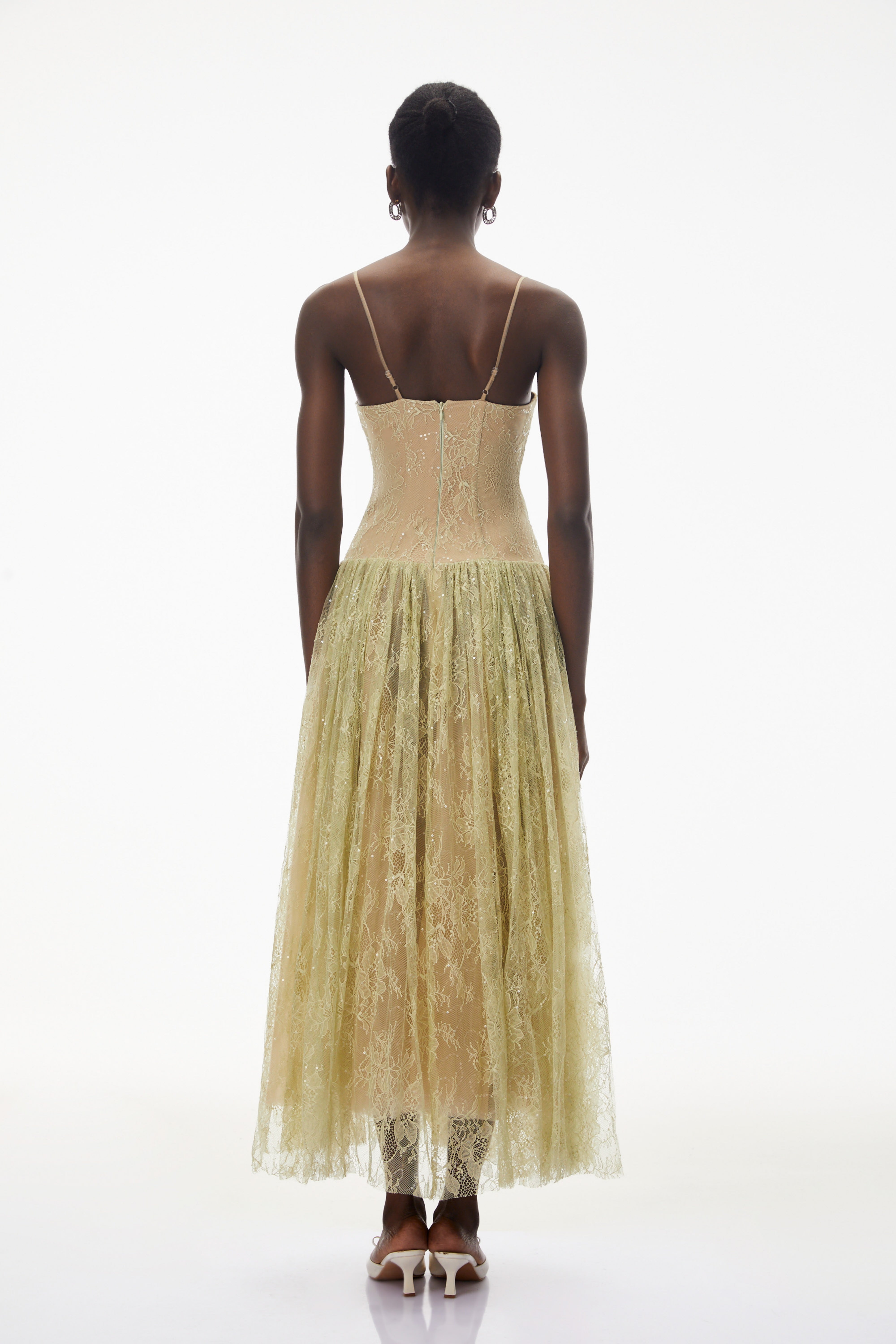 Severine Green Floral Lace Tulle Maxi Dress (Final Sale-US Only)