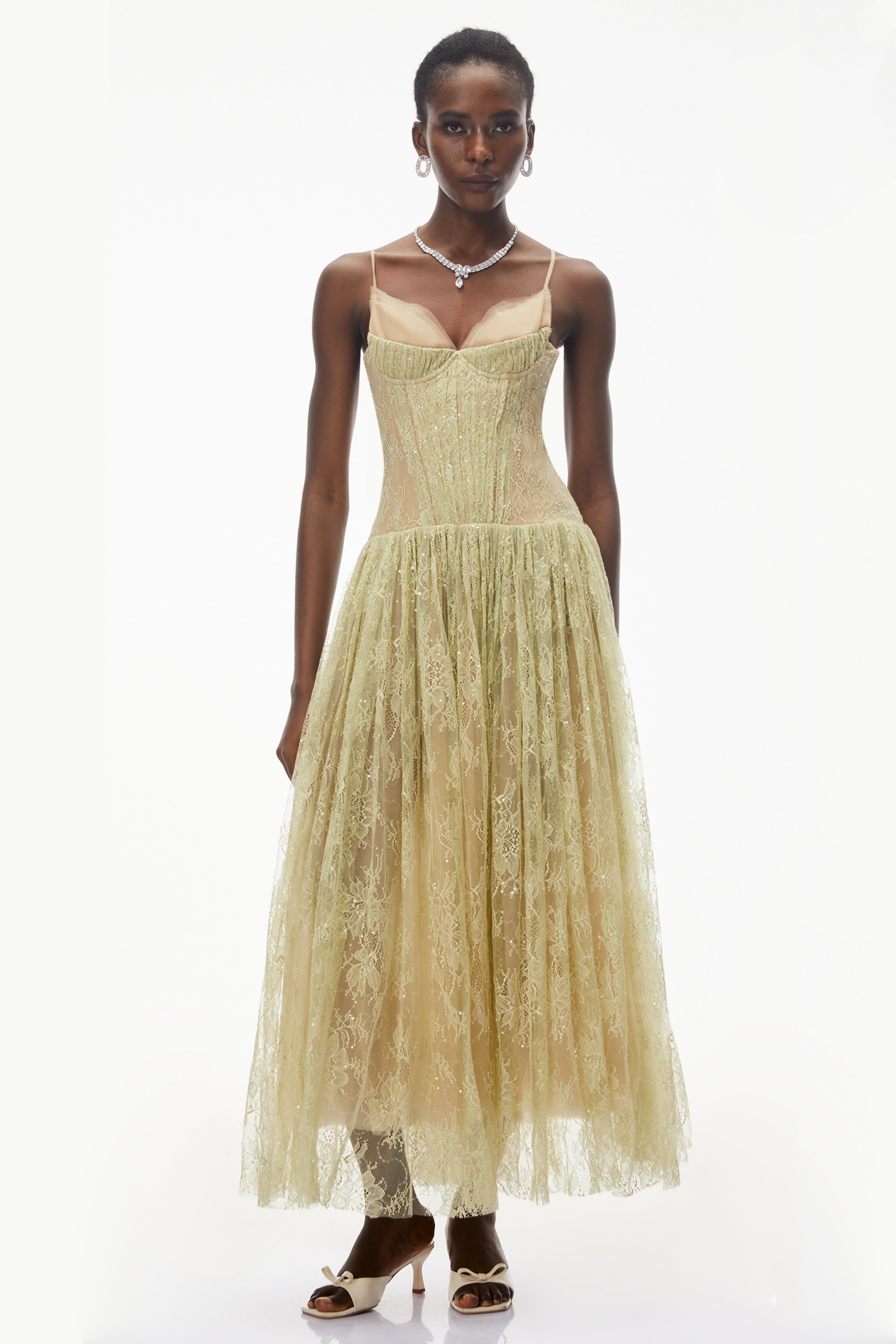 Severine Green Floral Lace Tulle Maxi Dress (Final Sale-US Only)