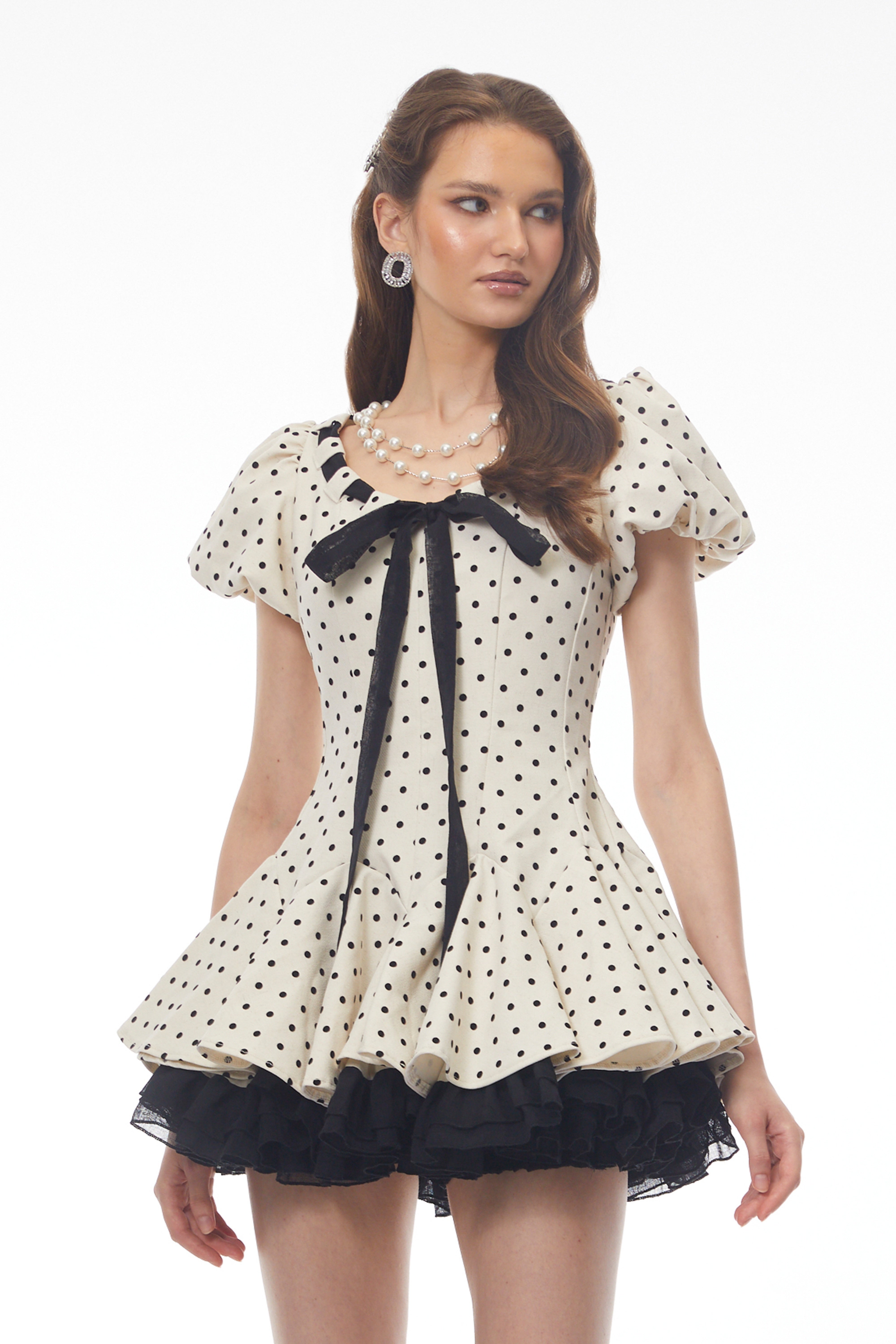 Wania White Polka Dot Mini Dress with Tie-Front (Final Sale-US Only)