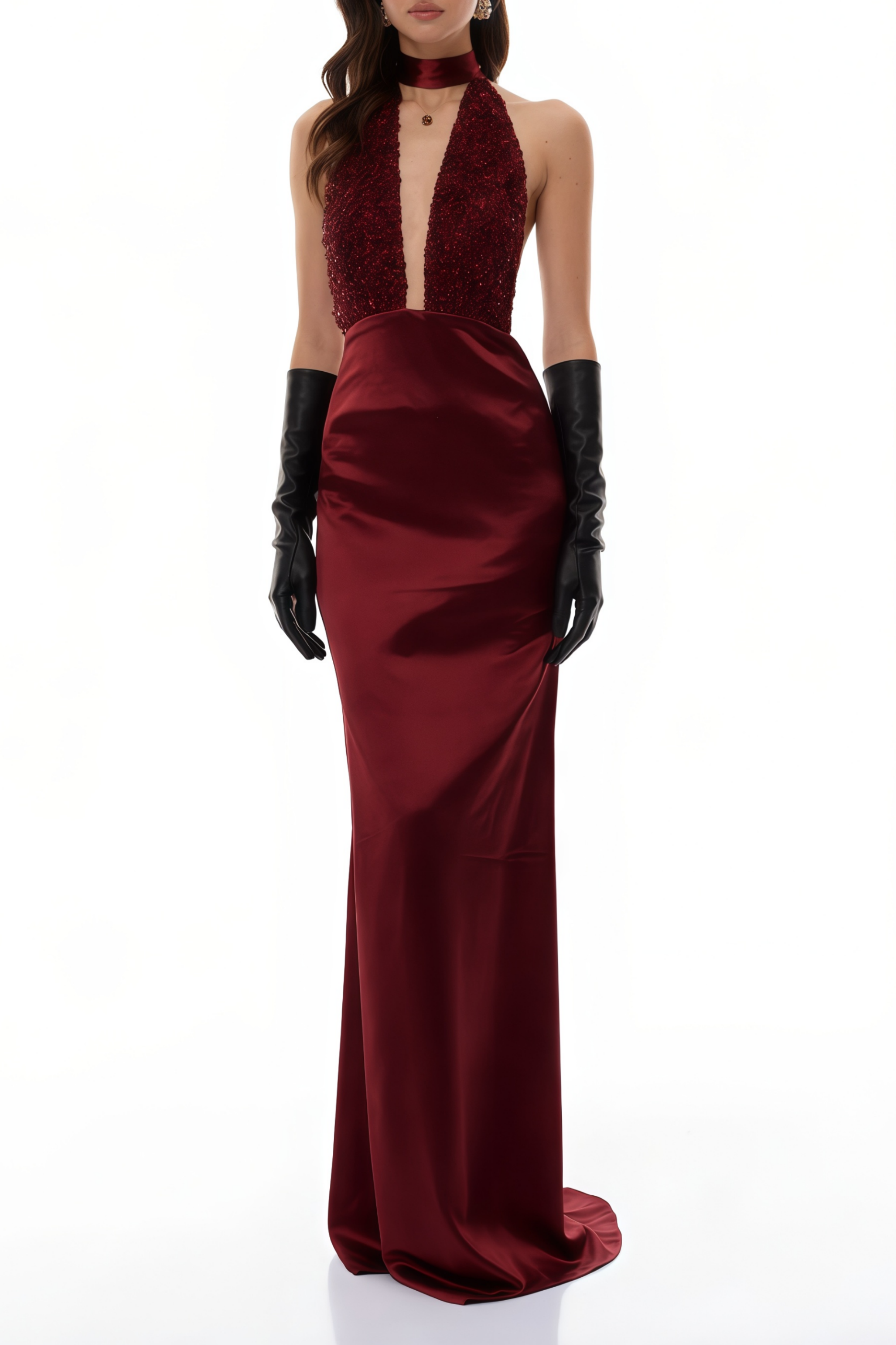 Whitley Red Sequin Open Back Maxi Gown (Final Sale)
