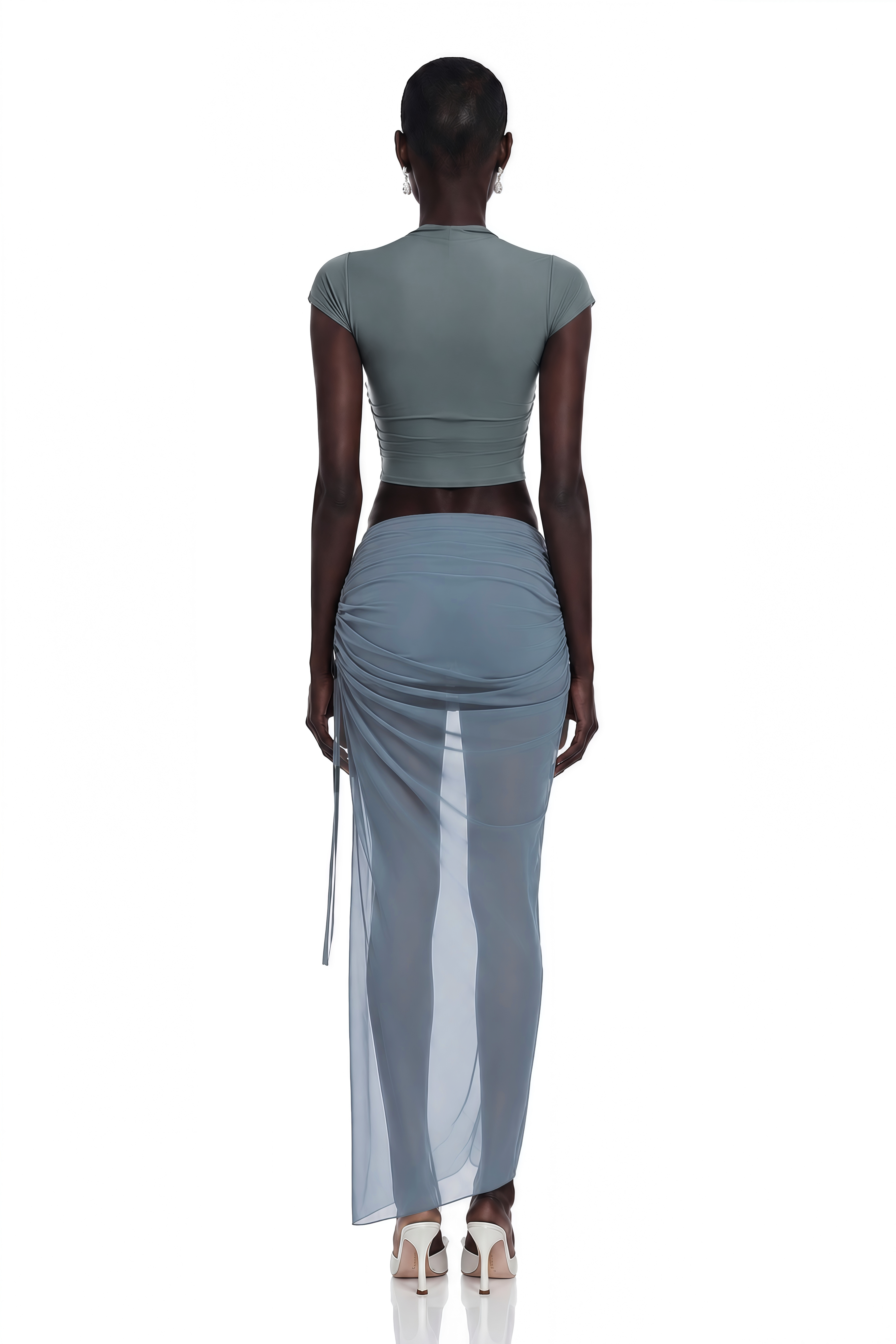 Wren Dusty Blue Crop Top & Wrap Skirt Set