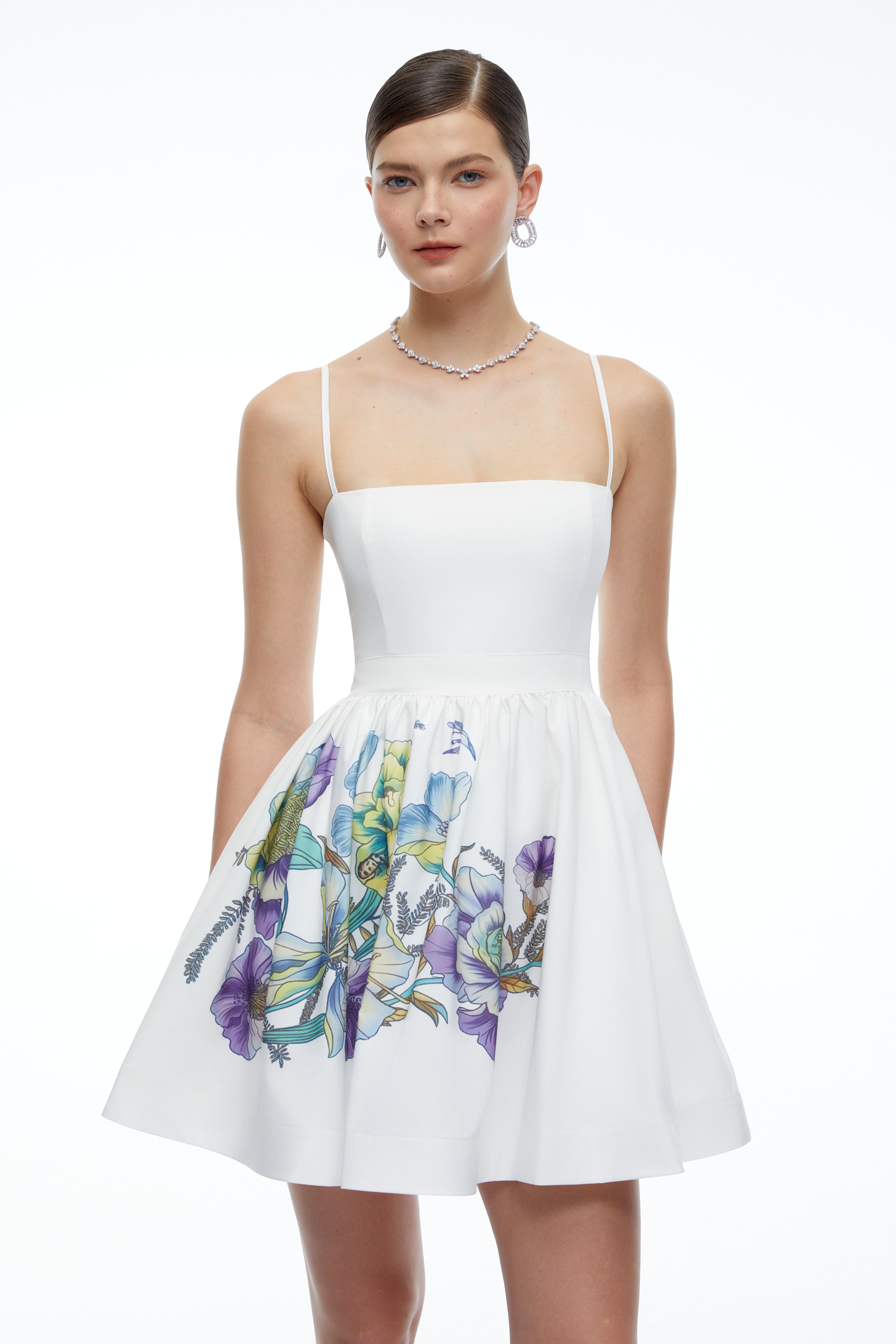 Xanthe White Floral Square Neck Mini Dress