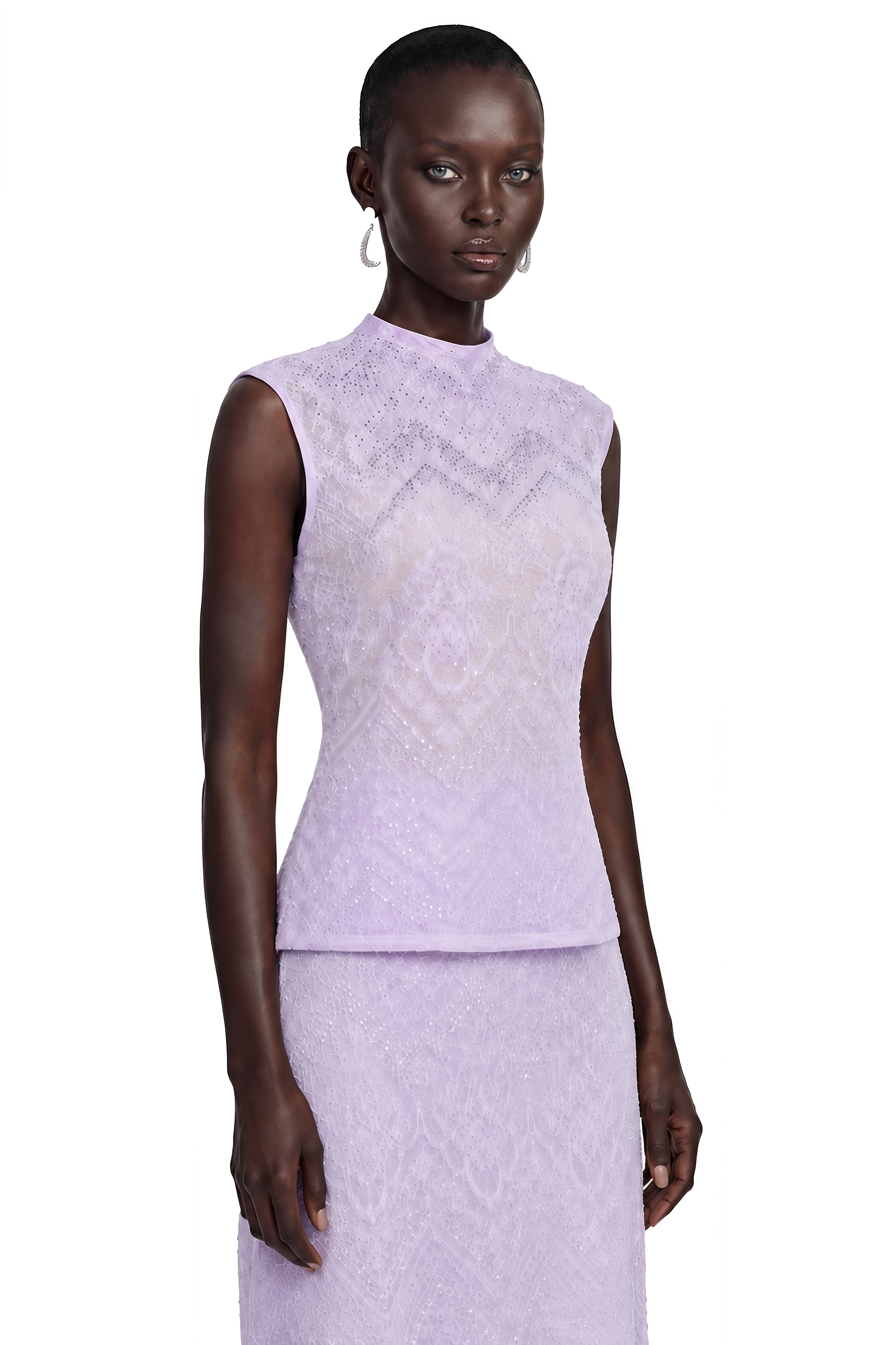 Yvaine Purple Rhinestone Knit Top & Flared Skirt Set