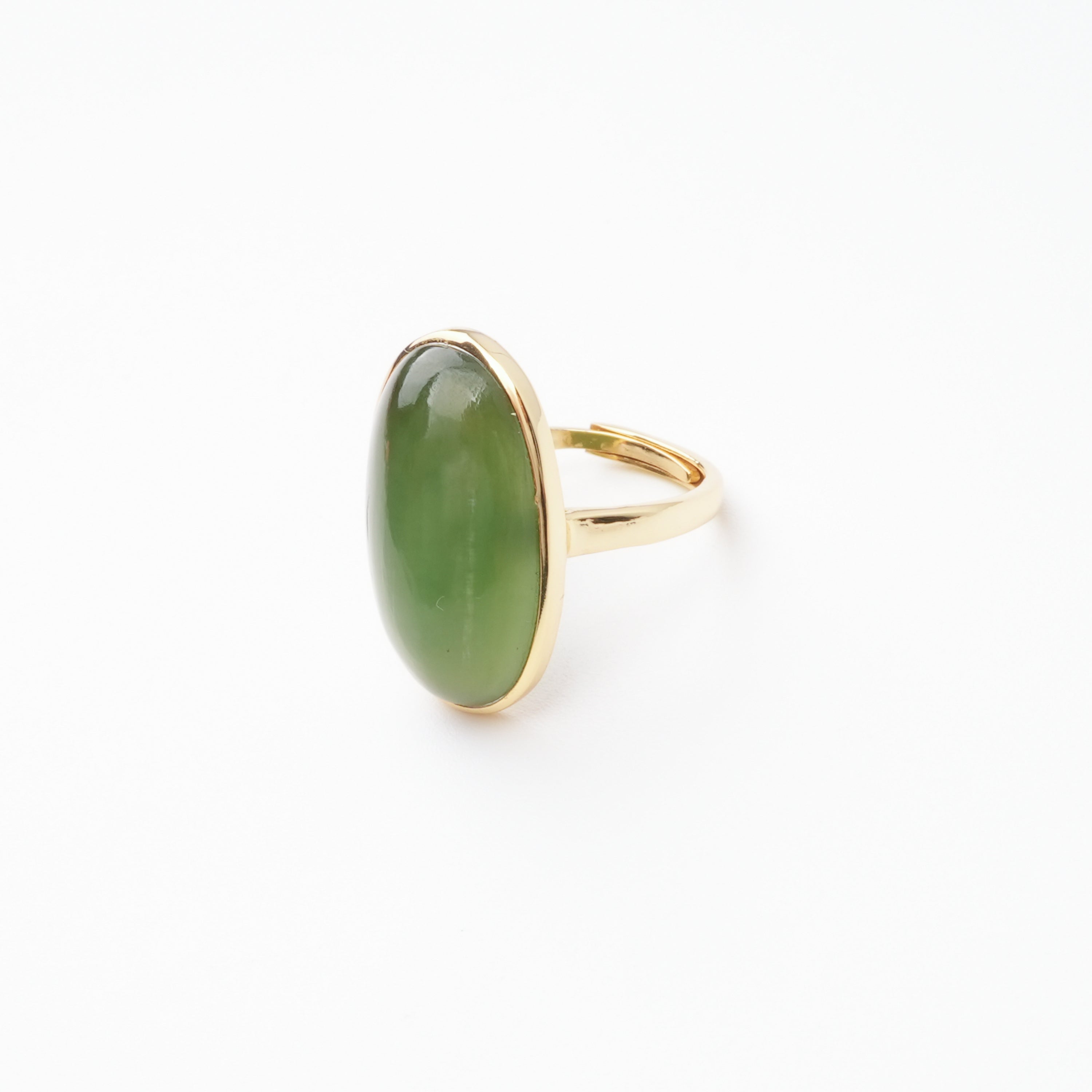 Yvonne Green Jasper Oval Cabochon Gold Plated Ring