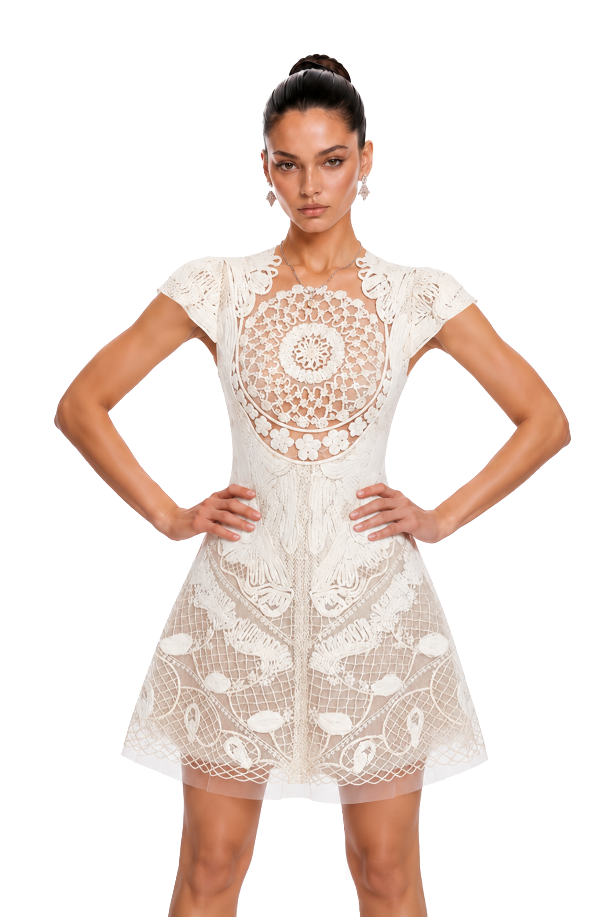 Mini-robe à fleurs en crochet blanc « Zdislava »