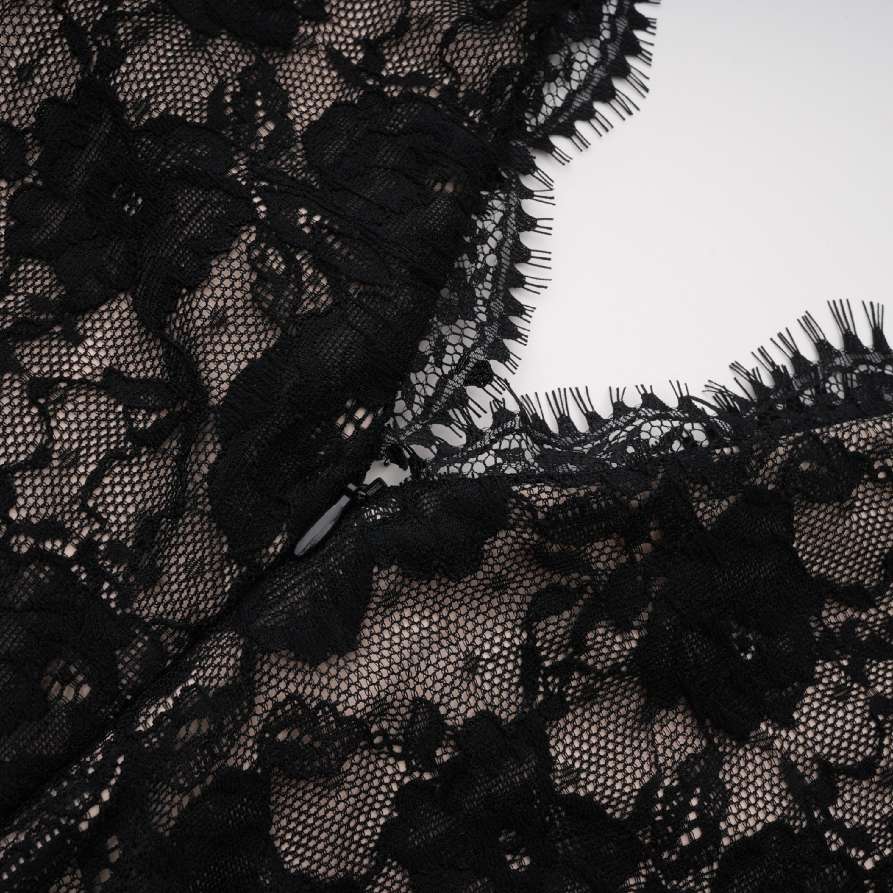 Zhadana Black Semi-Sheer Lace Panel Jumpsuit (Final Sale-US Only)