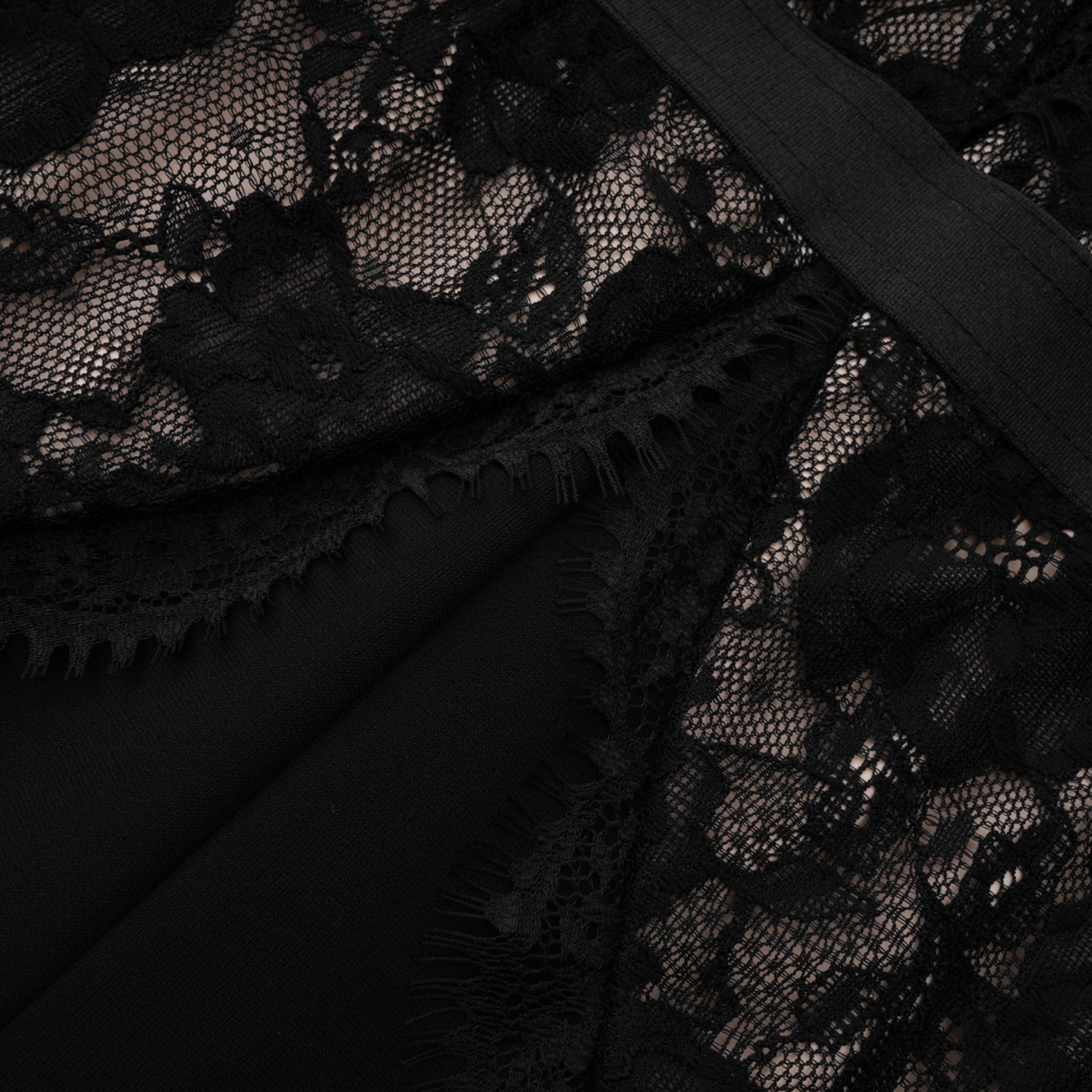 Zhadana Black Semi-Sheer Lace Panel Jumpsuit (Final Sale-US Only)