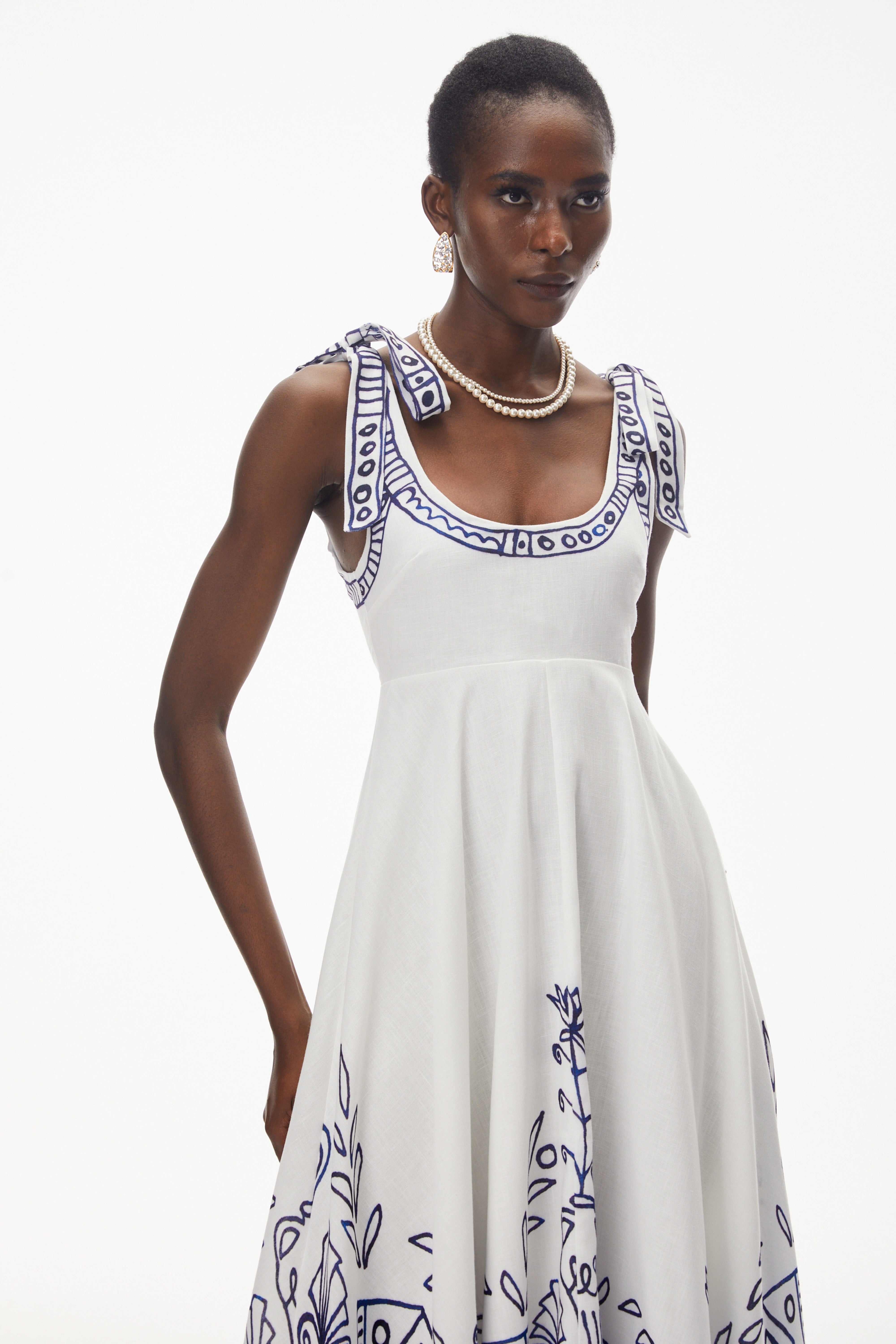 Zohar White Color Block Print Maxi Dress (Final Sale-US Only)