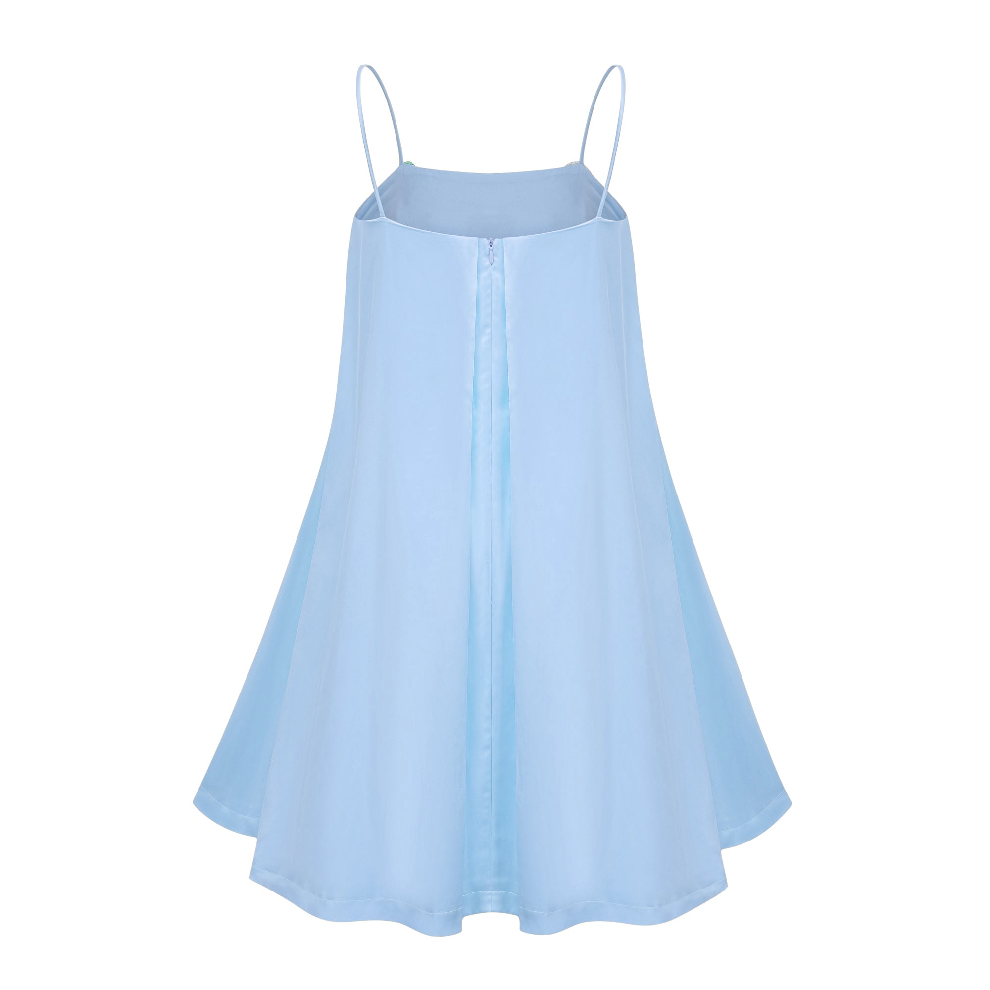 Avril Blue Floral Embroidered Satin Mini Dress (Final Sale)