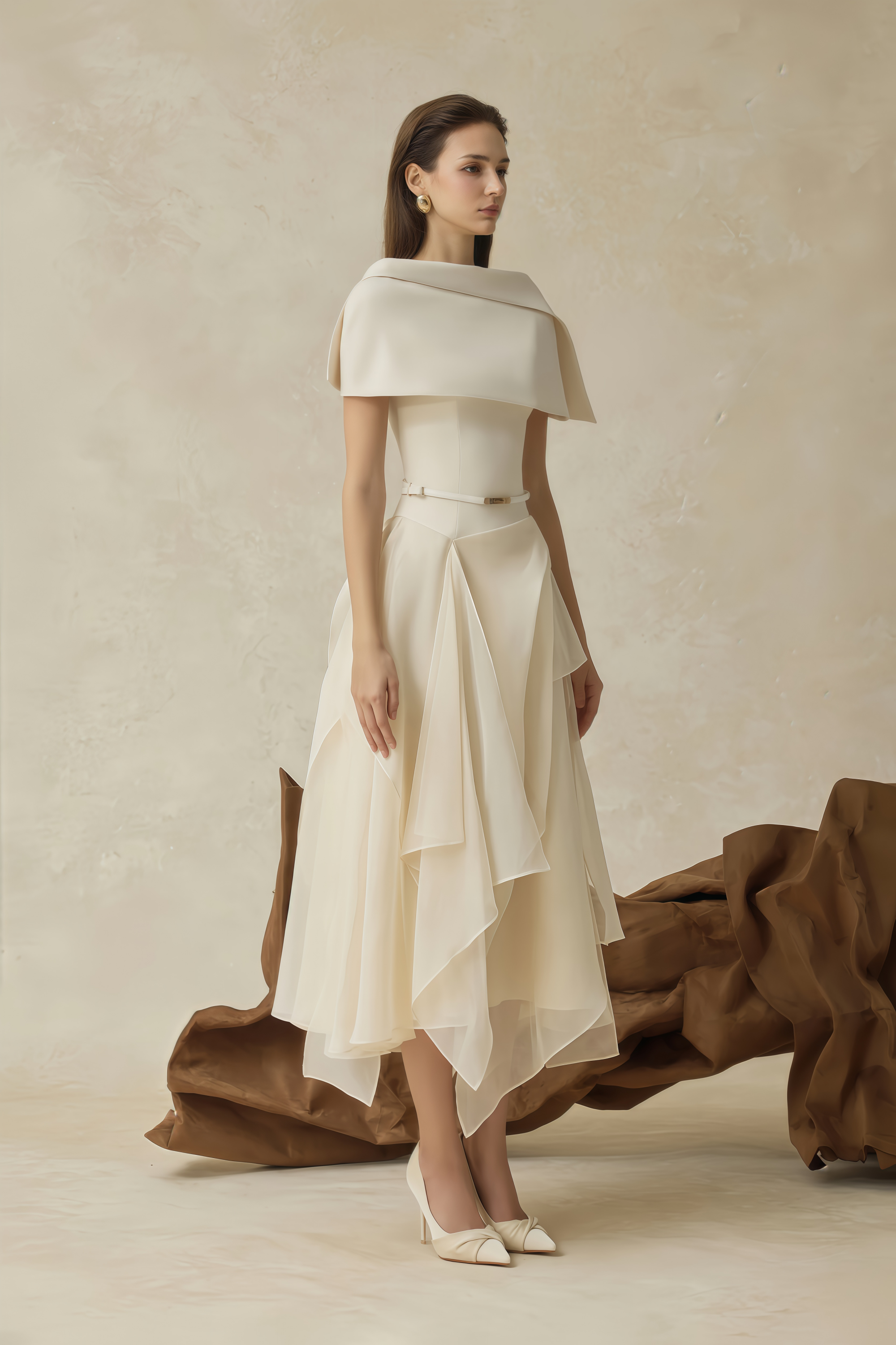 Asymmetrical Layered A-line Midi Dress