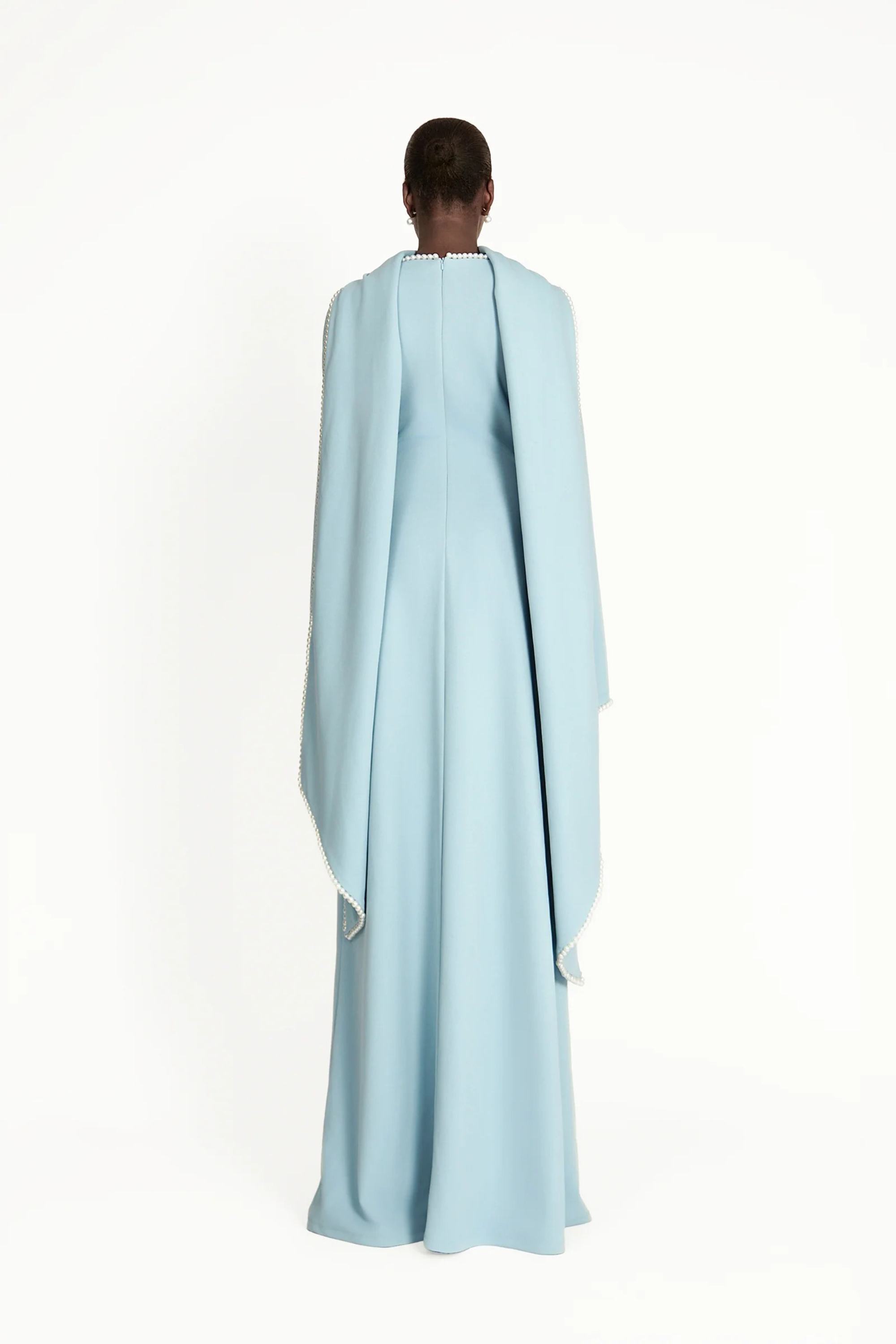 Pearl Trim Shawl Detail Maxi Dress
