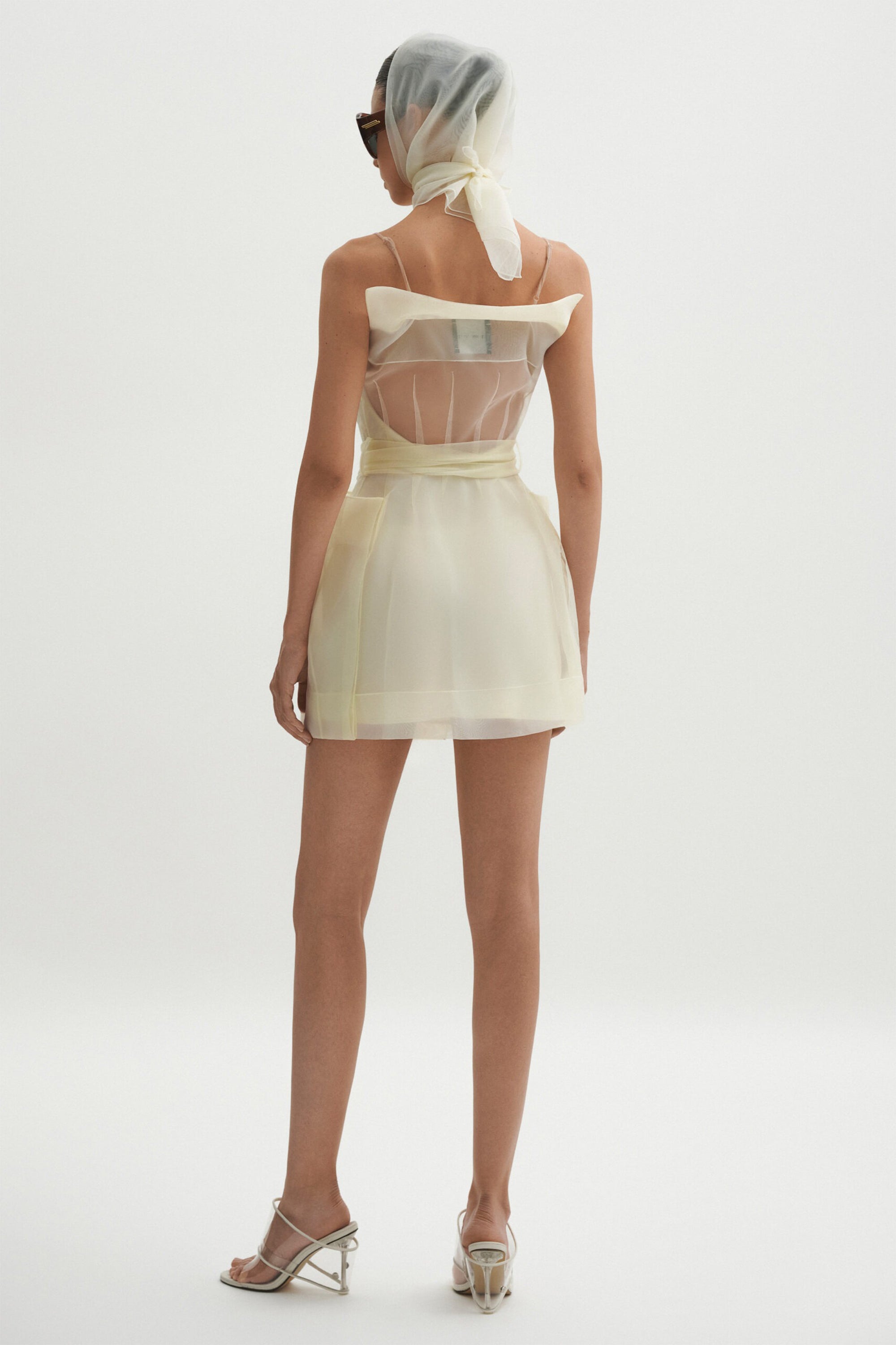 Polliana White Double Breasted Organza Mini Dress (Final Sale-US Only)