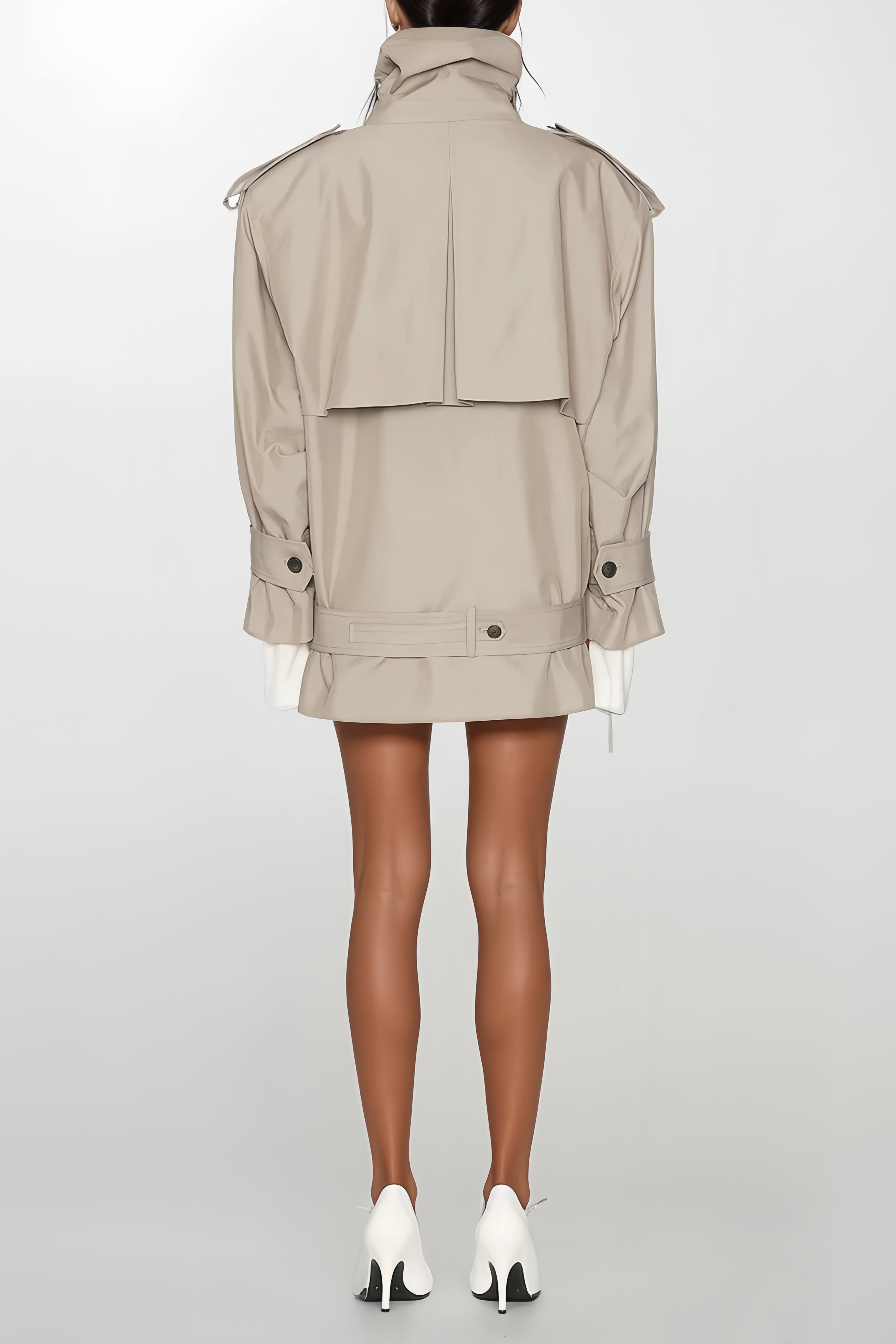 Mavis Grey Double-Breasted Belted Trench Coat (Final Sale)