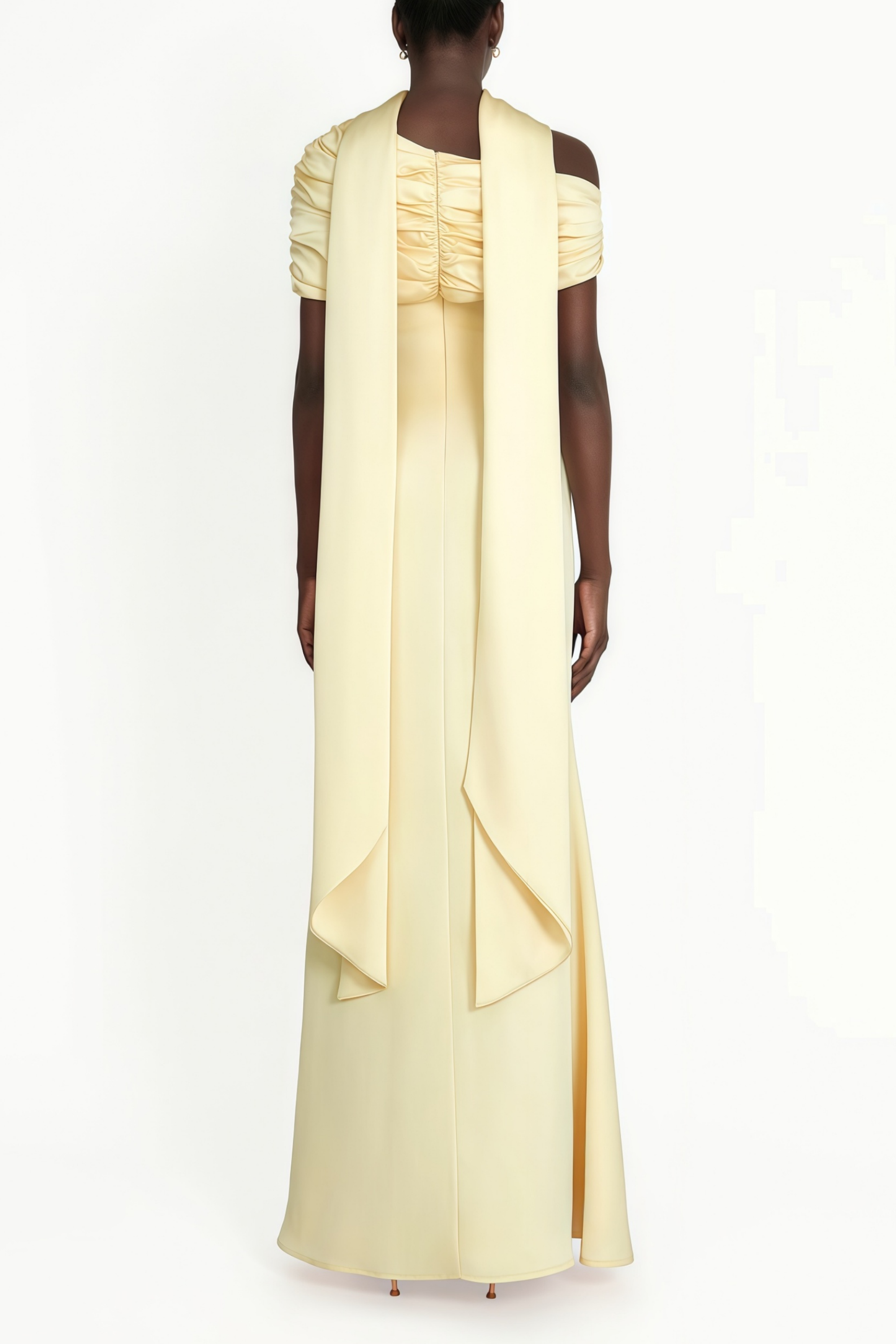Yellow One Shoulder Satin Maxi Dress