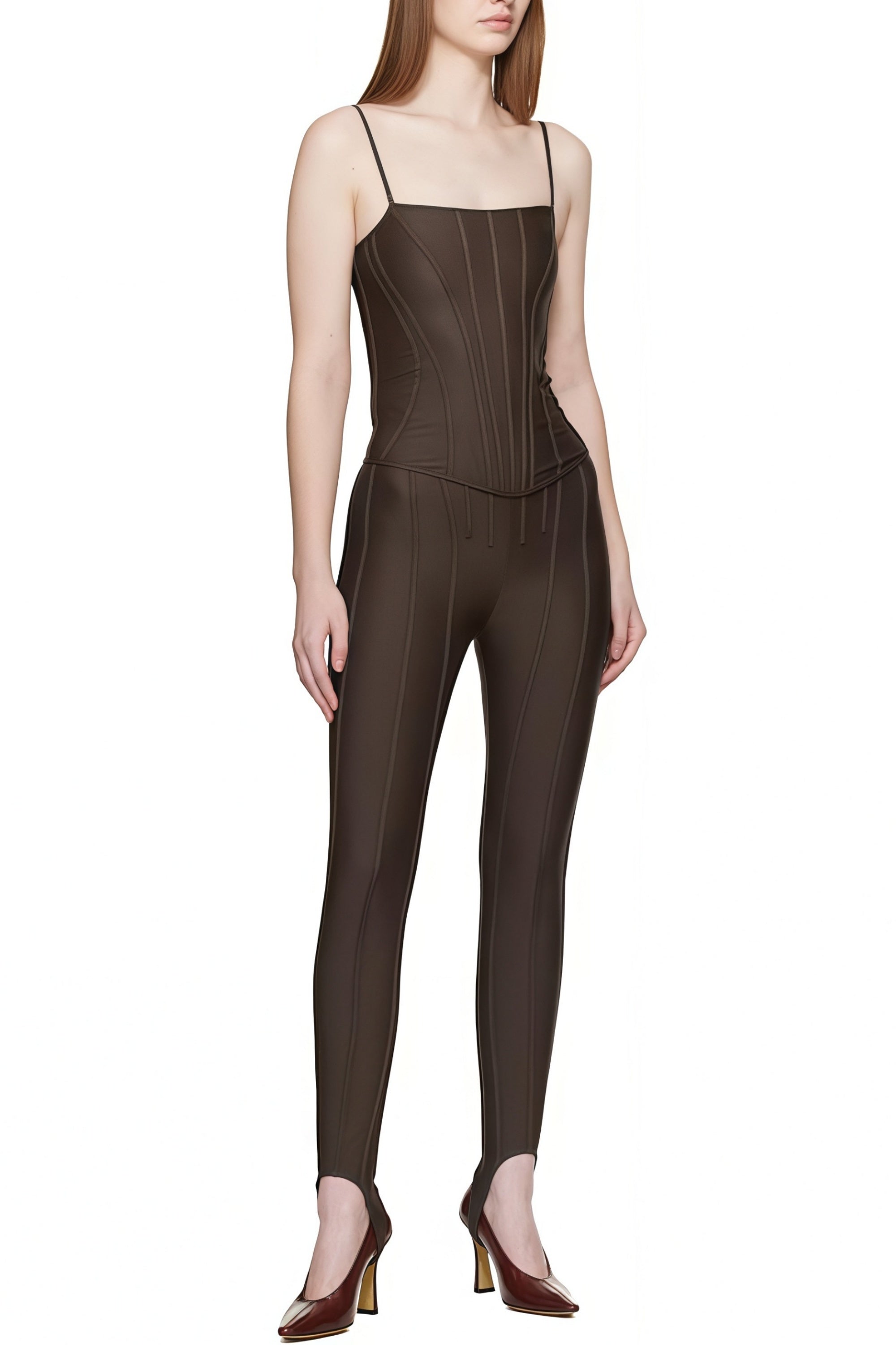 Leggings à coutures marron