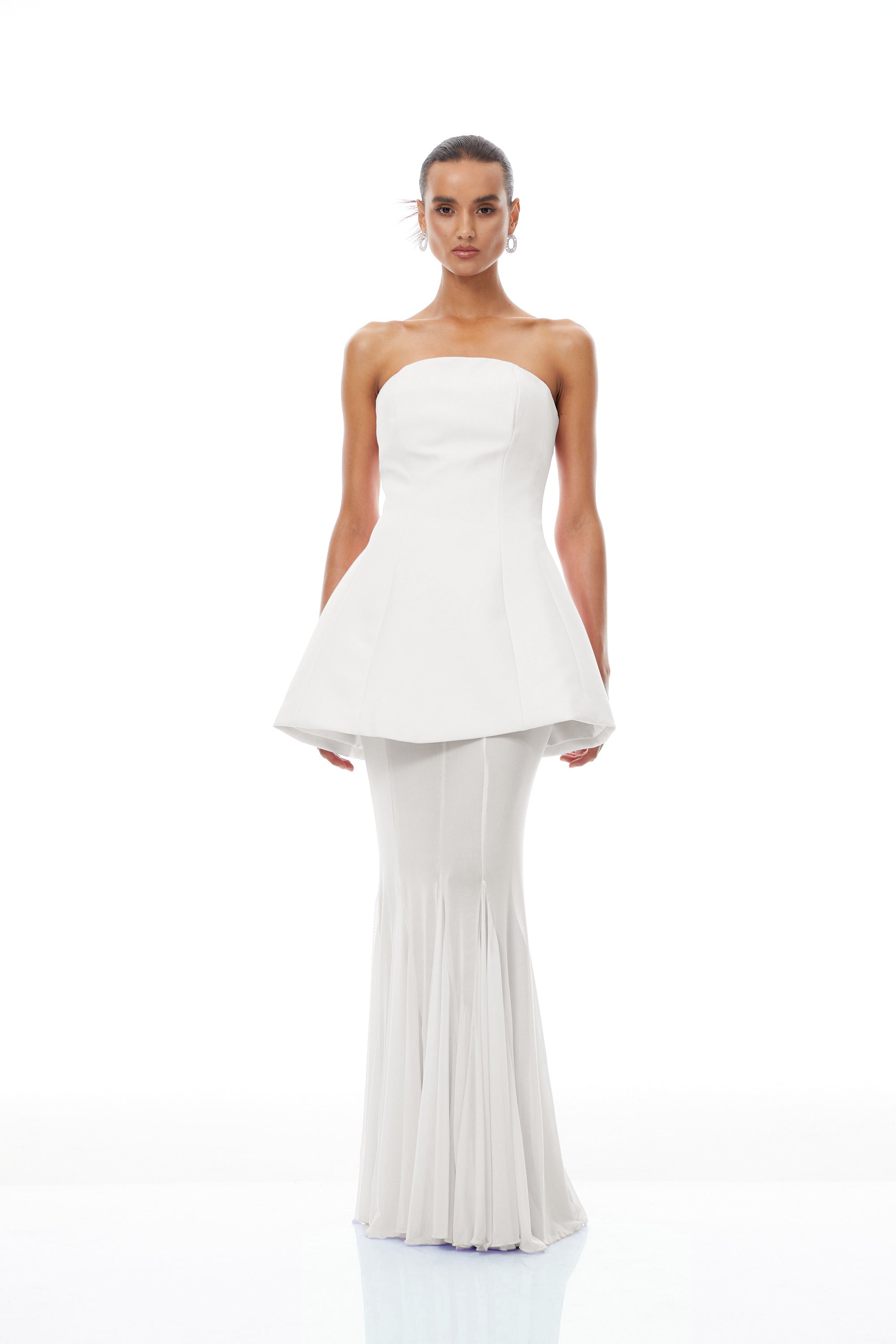 Mélanie White Corset Dress & Mesh Skirt Set (Final Sale-US Only)