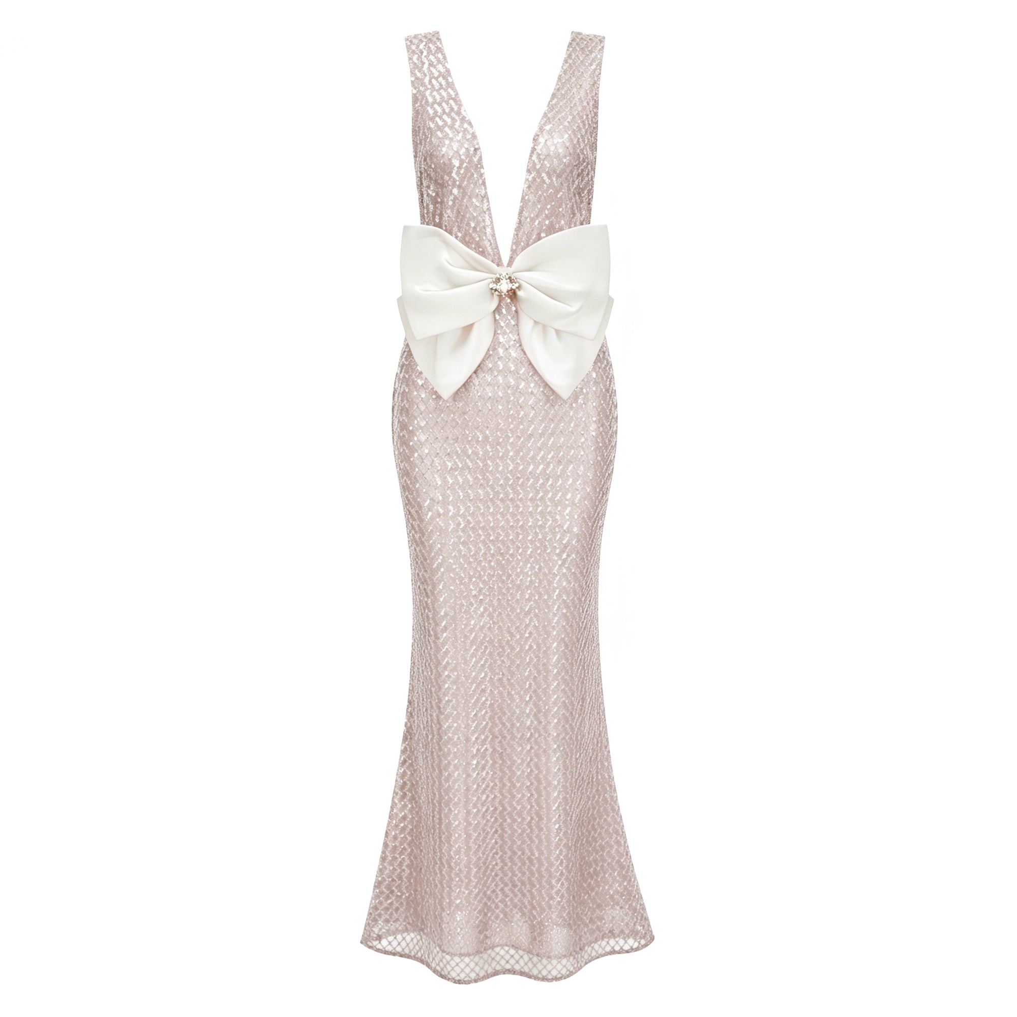 Raelynn White Deep V-Neck Bodycon Maxi Dress (Final Sale-US Only)
