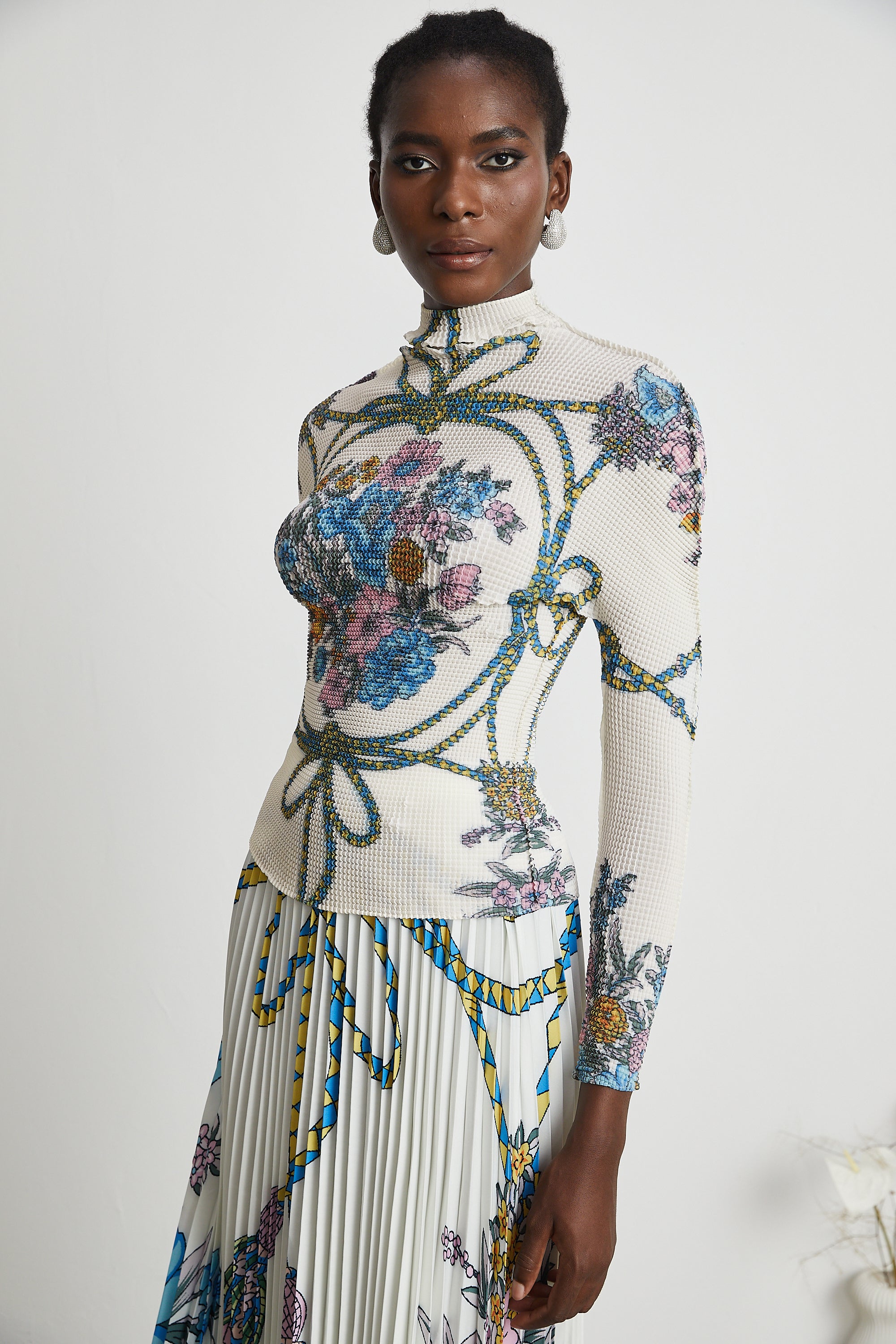 Ensemble coordonné haut et jupe à motifs Huguette
