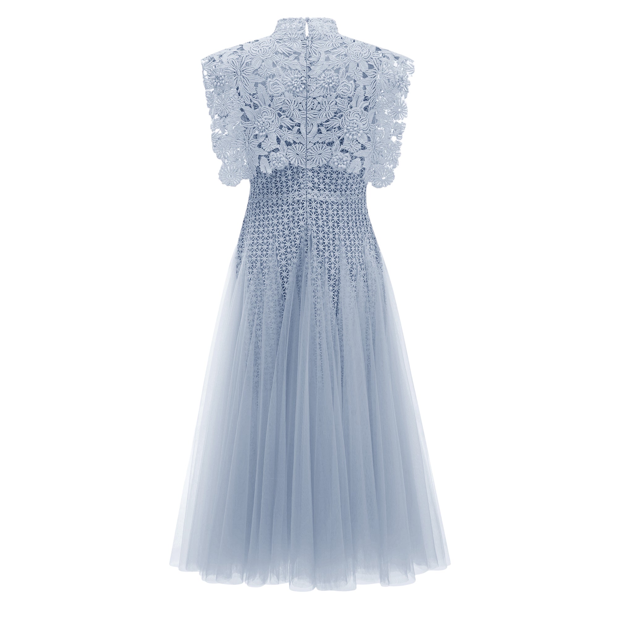 Margaret Blue Floral Crochet Midi Dress (Final Sale-US Only)