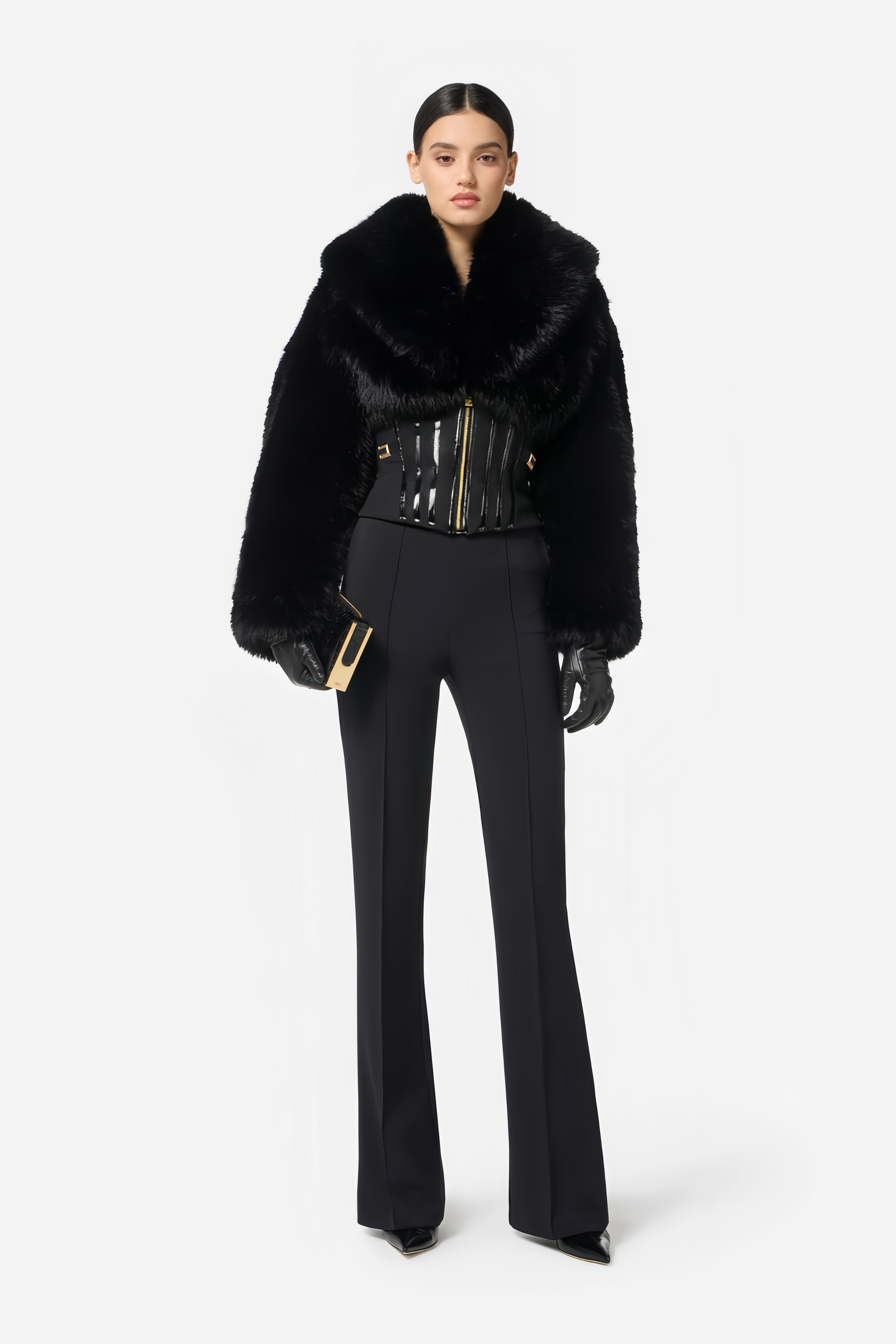 Black Fur-effect Jacket