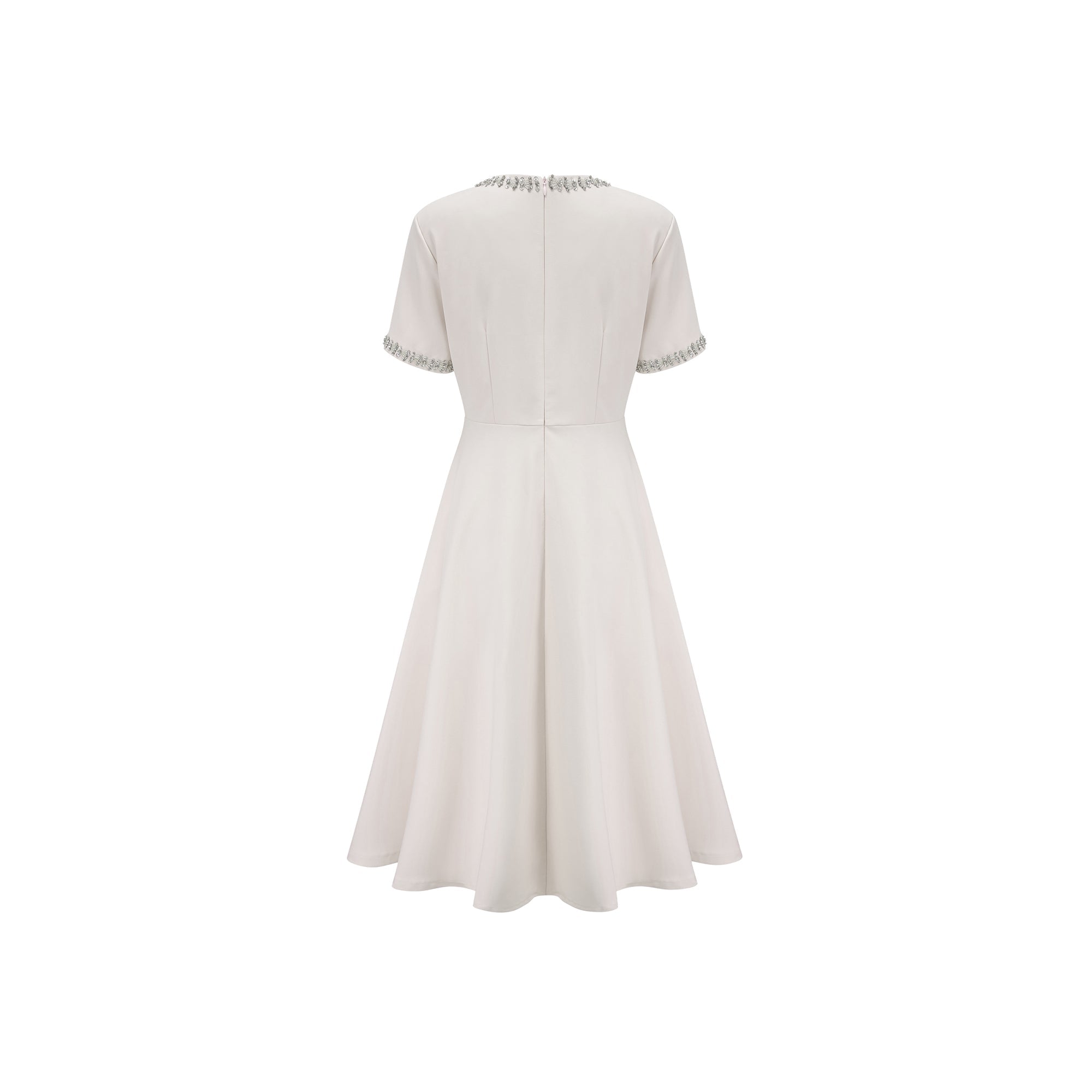 Cassiopeia crystal-accented bow midi dress in White (Final Sale)