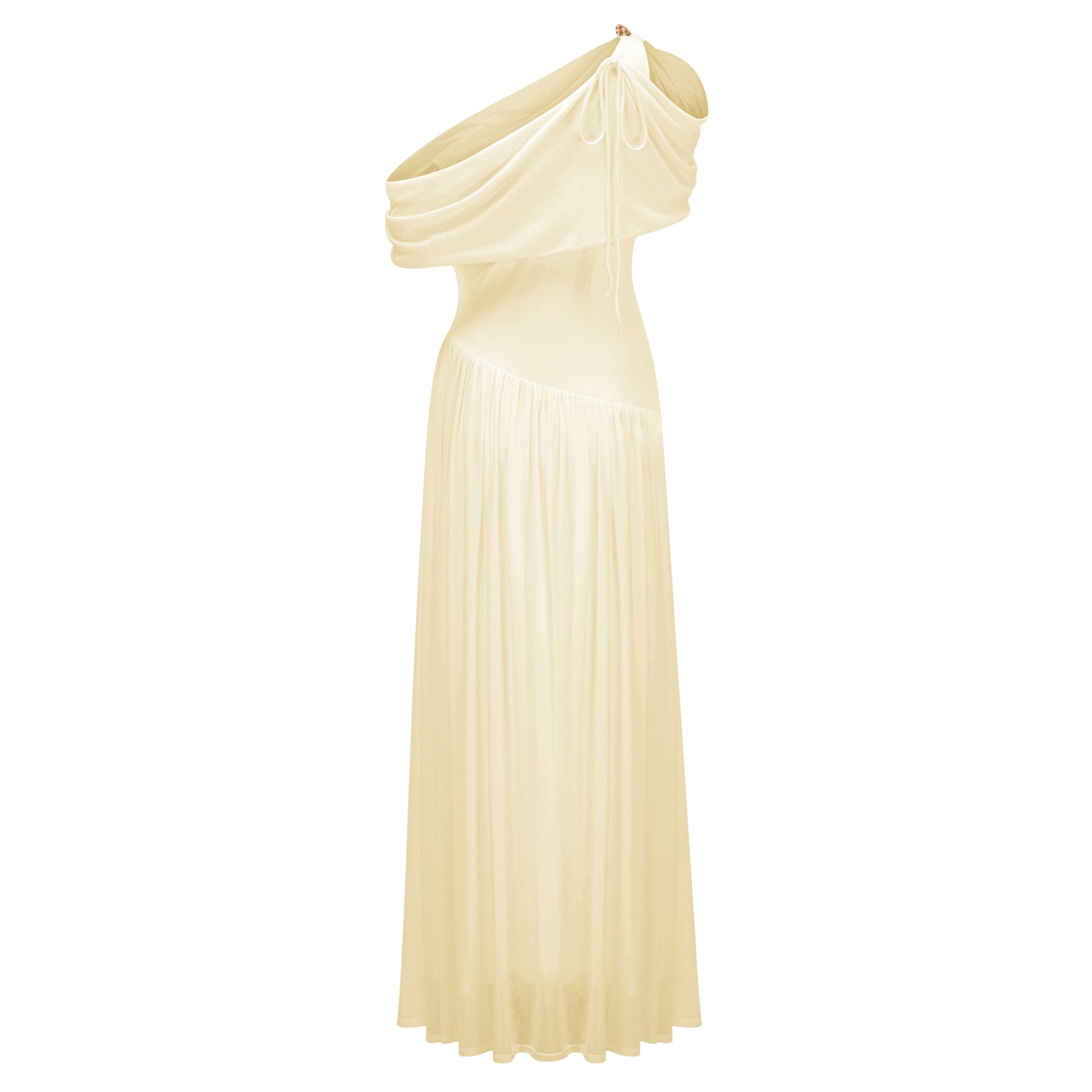 Sigrun Yellow Asymmetrical Gathered Maxi Dress (Final Sale-US Only)