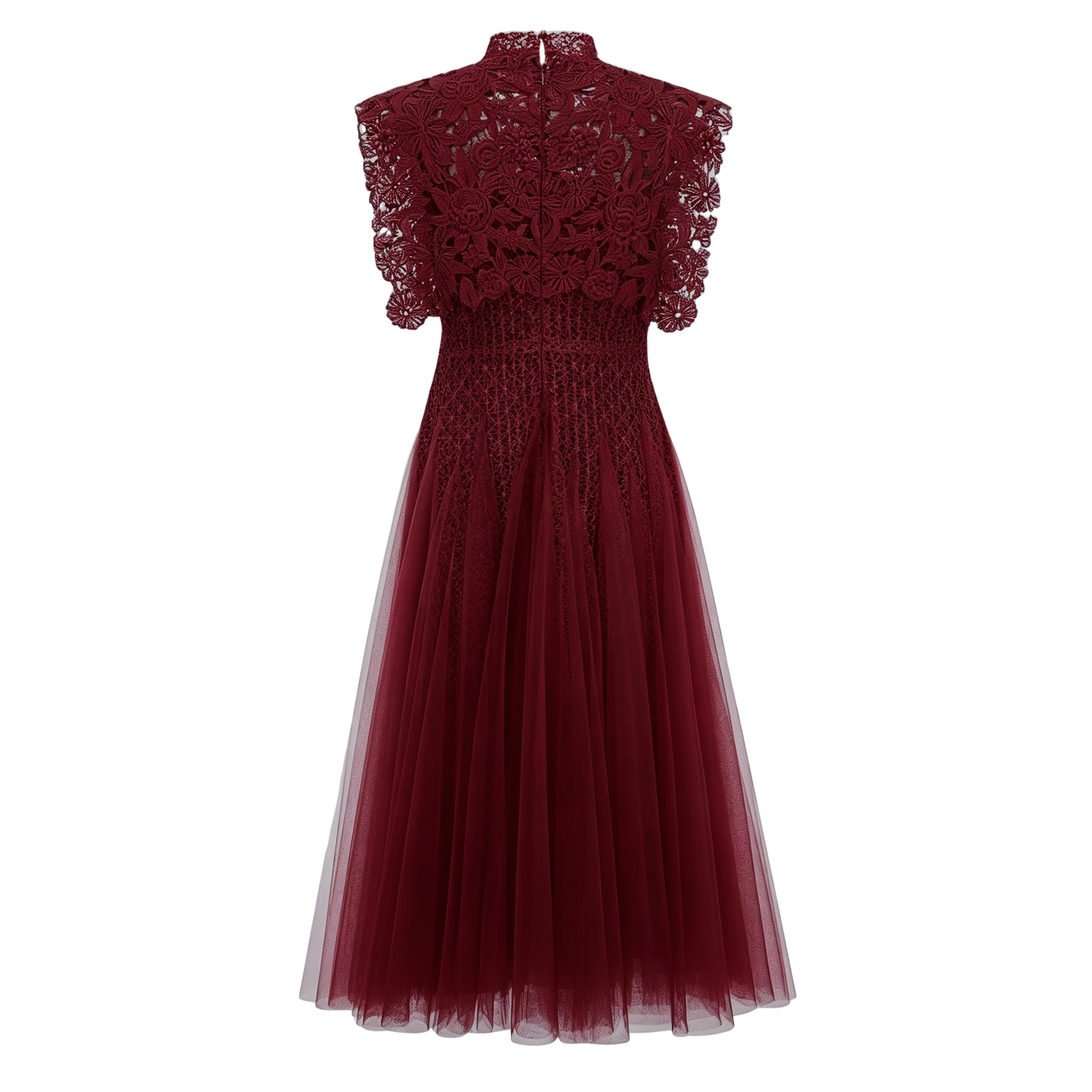 Margaret Red Floral Crochet Midi Dress (Final Sale)