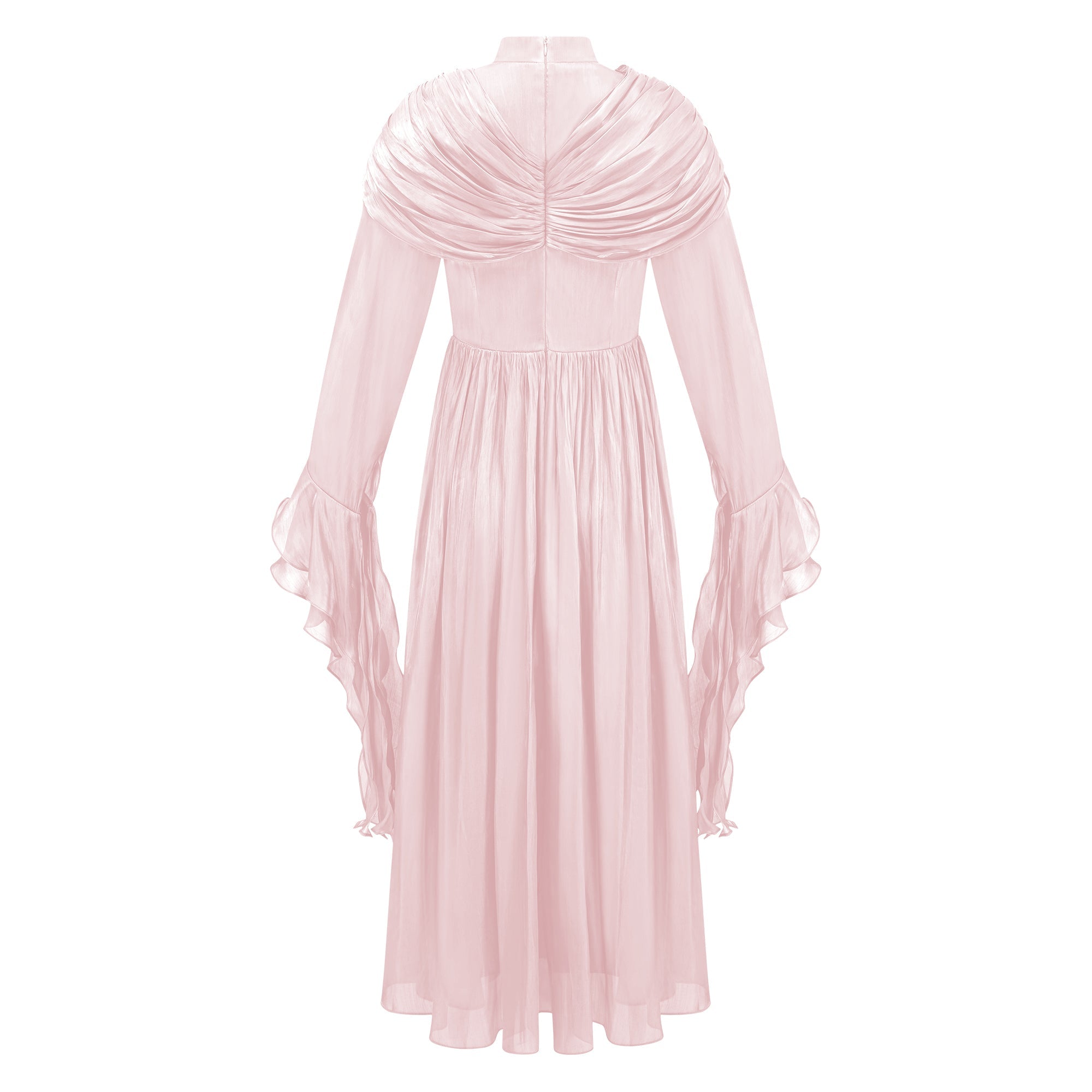 Robe longue plissée à volants Danuta rose