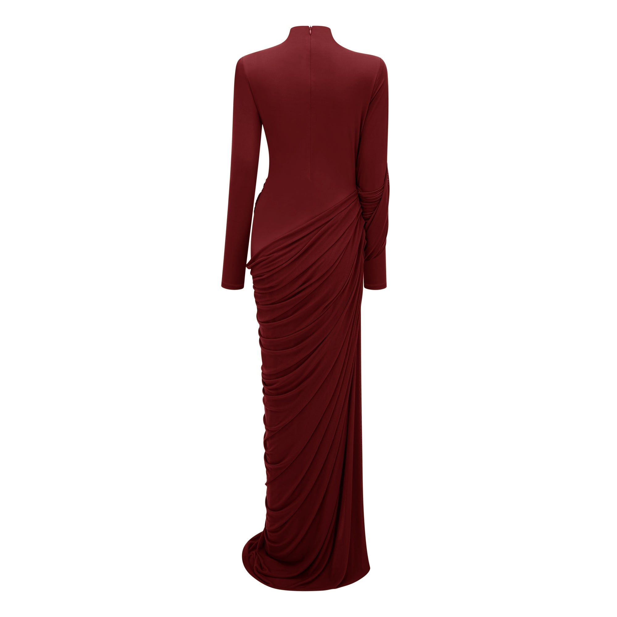 Arlette Red Asymmetrical Ruched Maxi Dress (Final Sale)