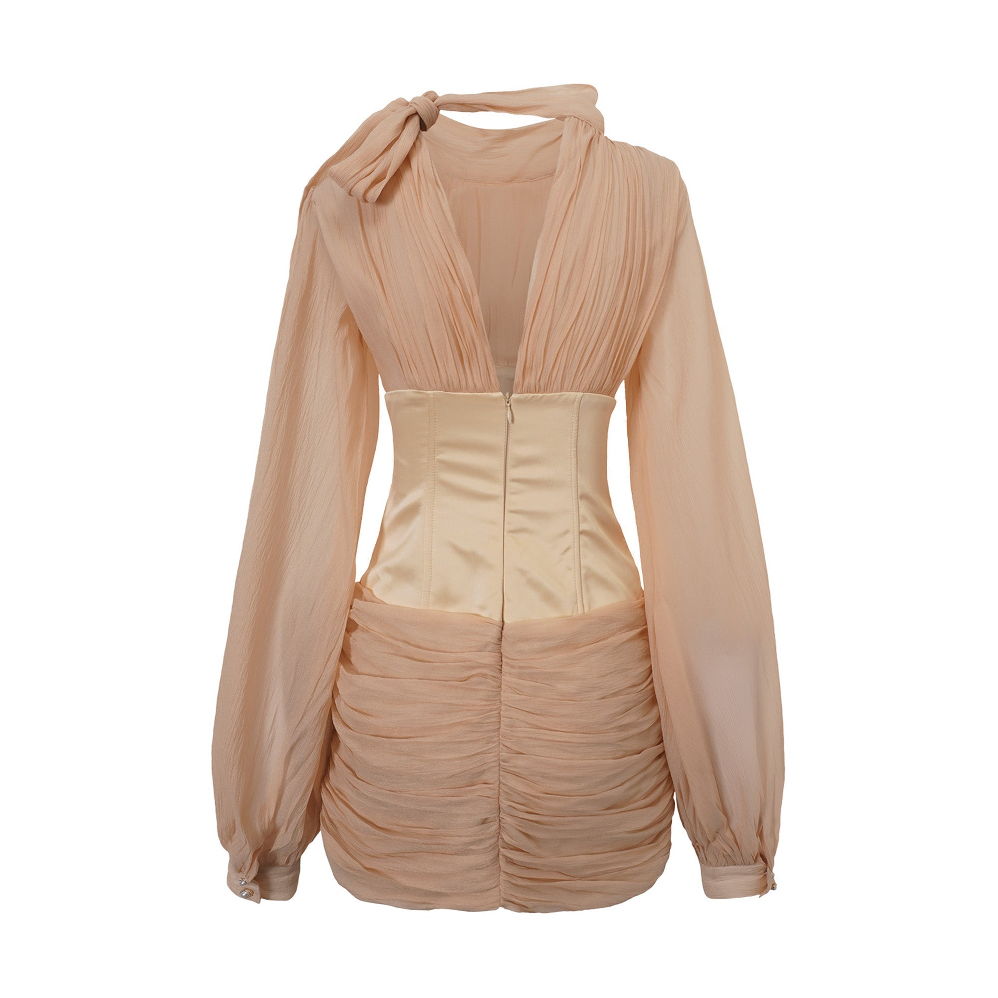 Téa cinched-waist floral-appliqué panelled mini dress (Final Sale)