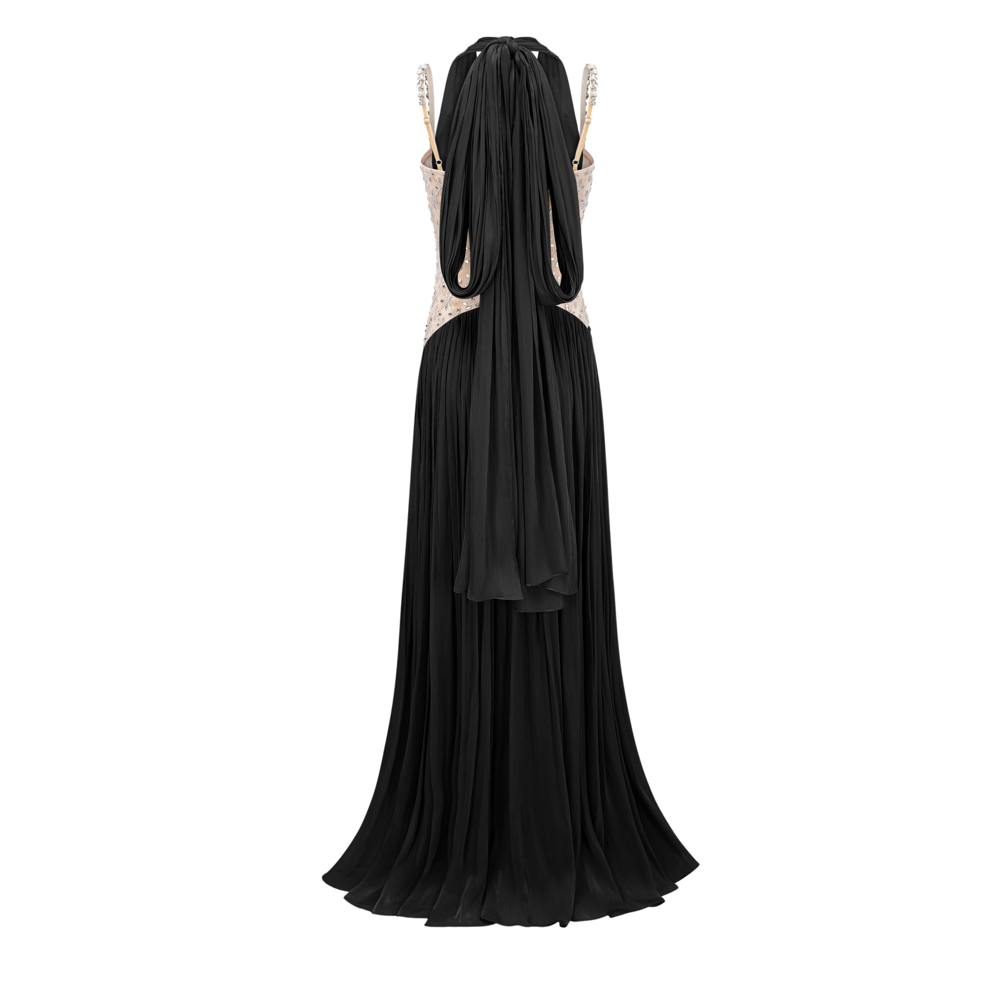 Gwenaëlle Black Rhinestone Panel Maxi Dress (Final Sale)