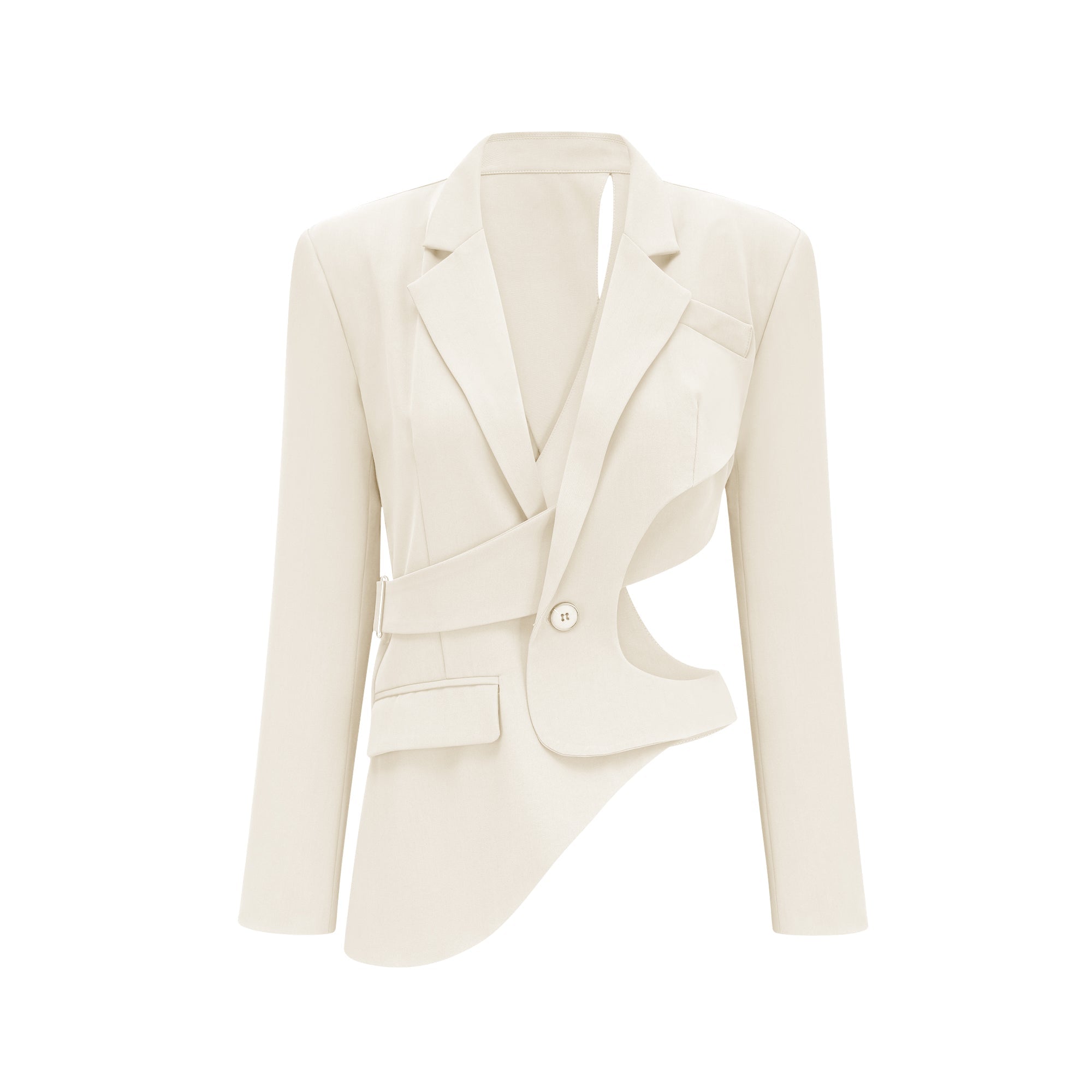 Amelie Neutral Asymmetrical Cut-Out Jacket (Final Sale-US Only)