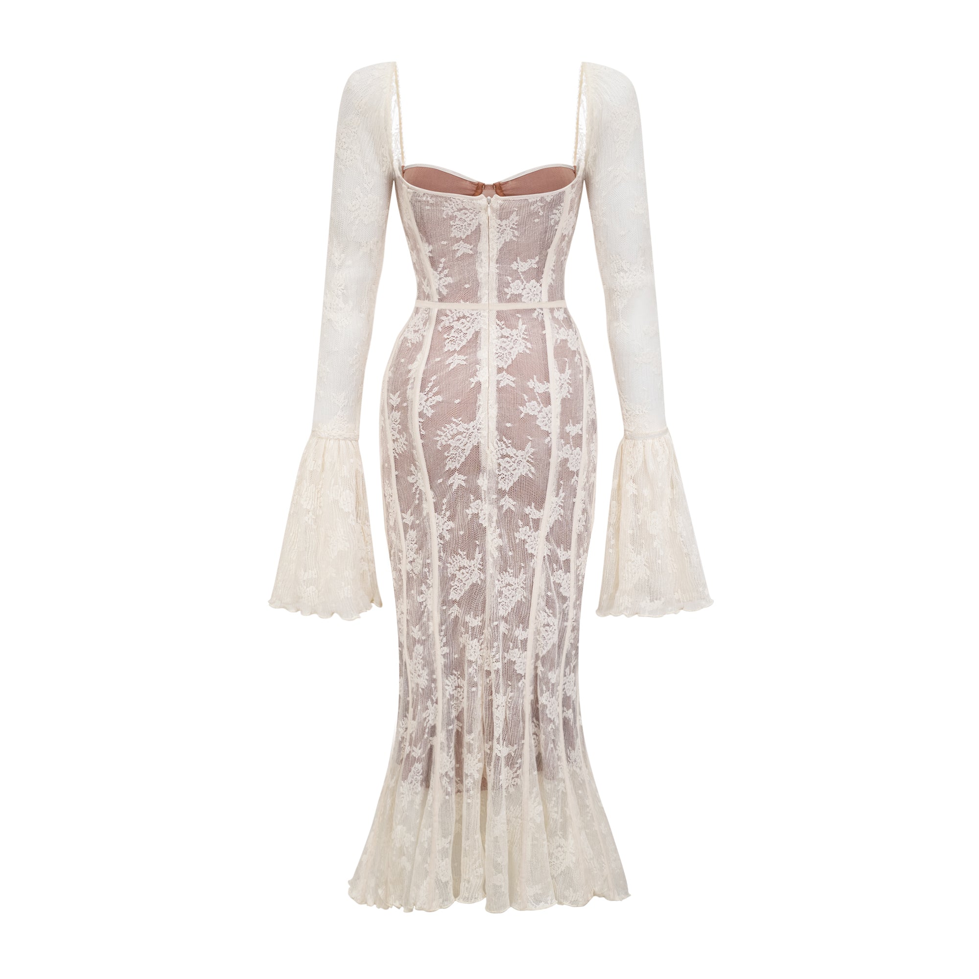 Marlene White Flared Lace Maxi Dress (Final Sale)