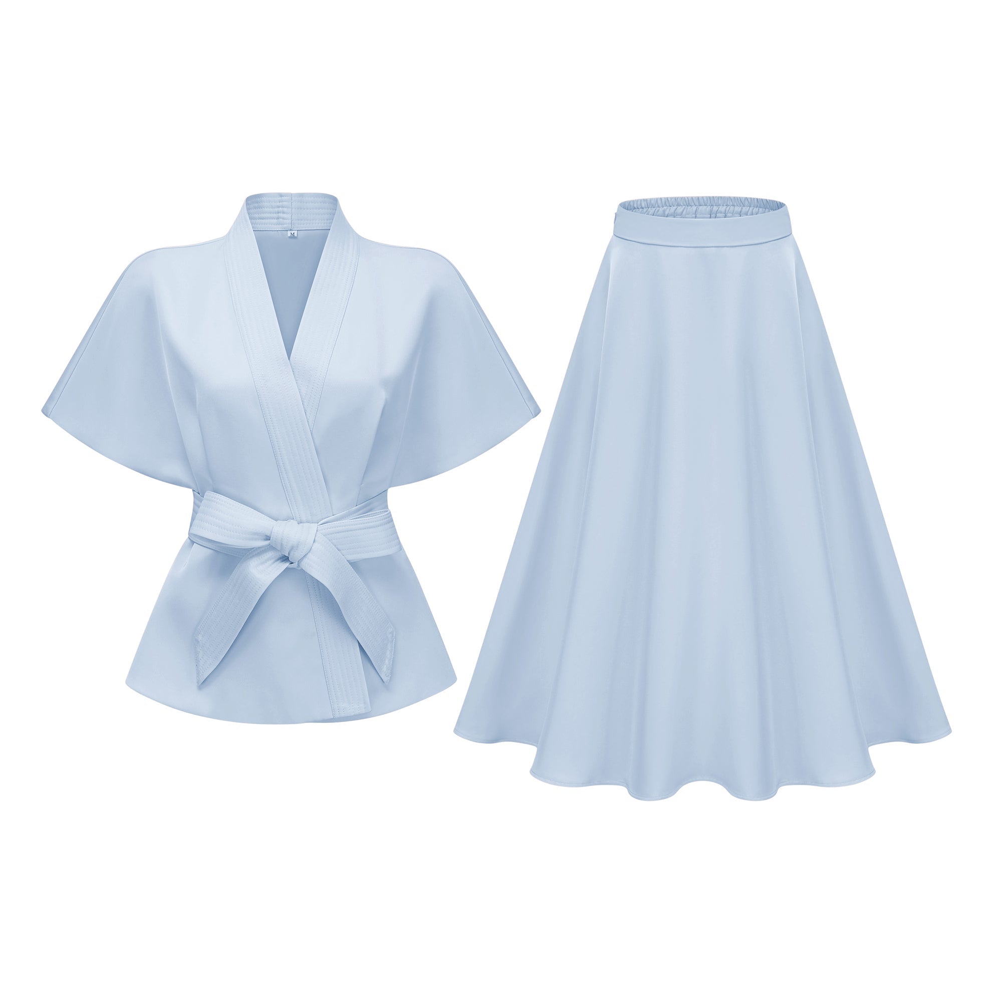 Johanna Blue Self-Tie Blouse & Skirt Set (Final Sale-US Only)
