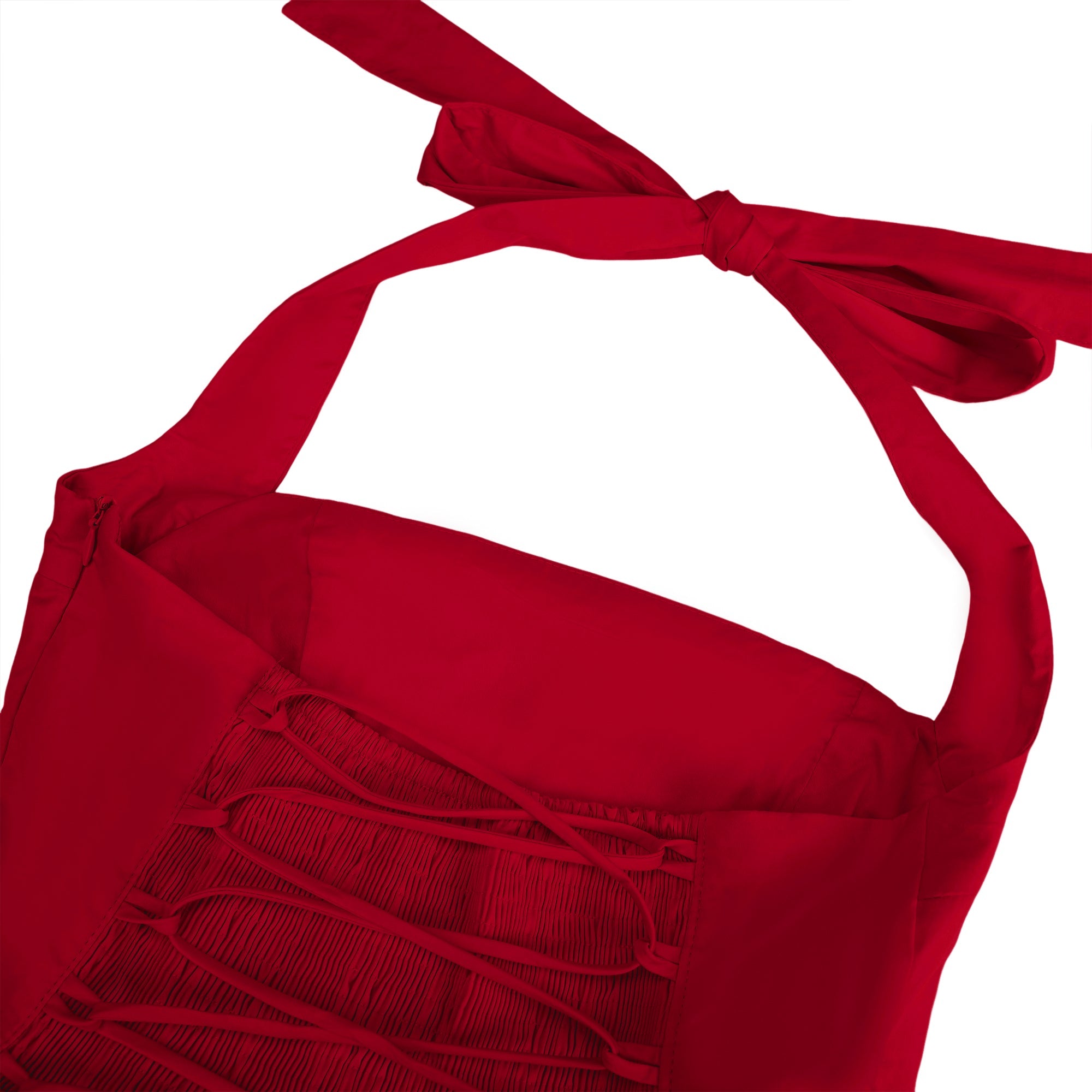 Eponine Red Layered Flared Hem Midi Dress (Final Sale)