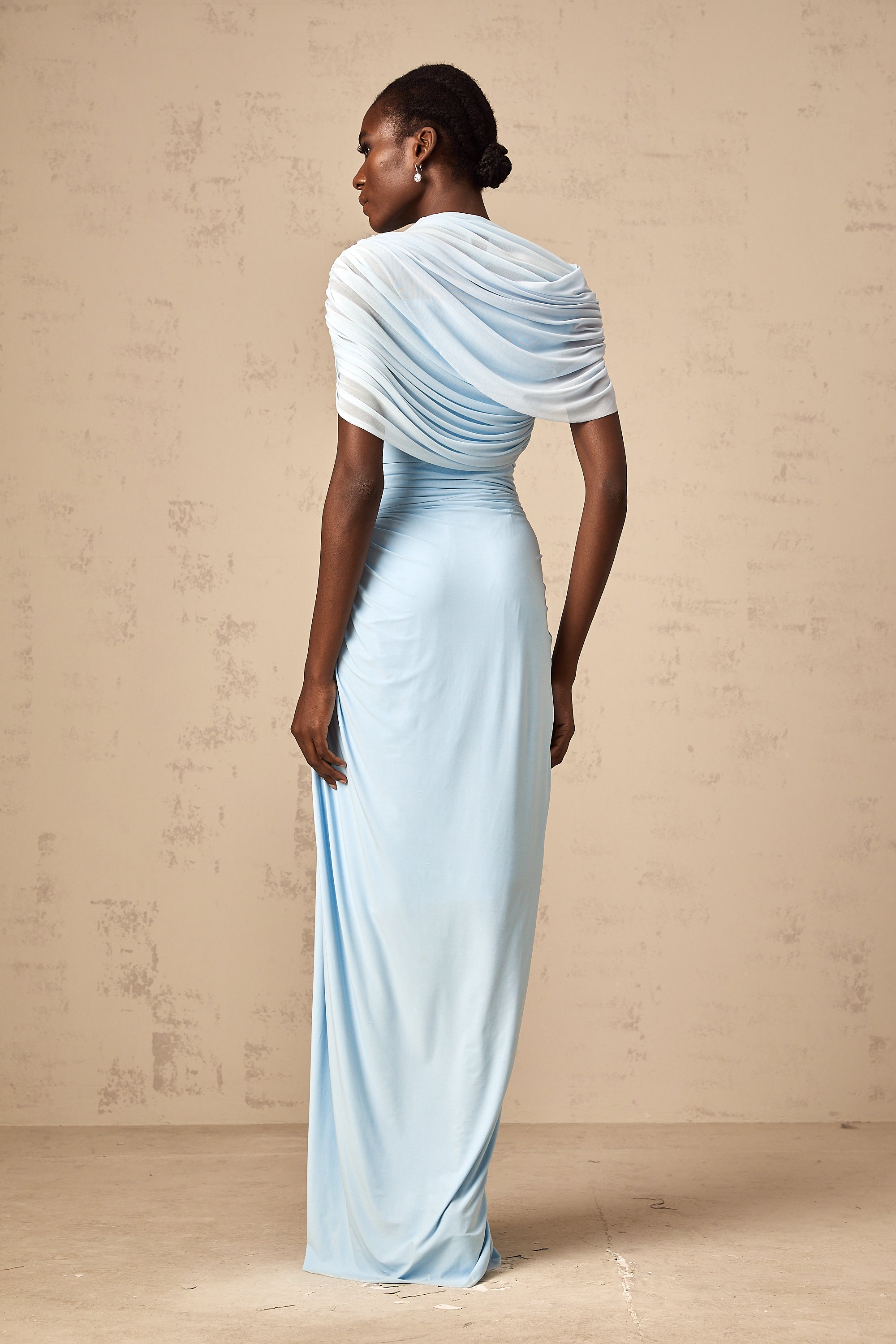 Asymmetrical Pleated Maxi Dress