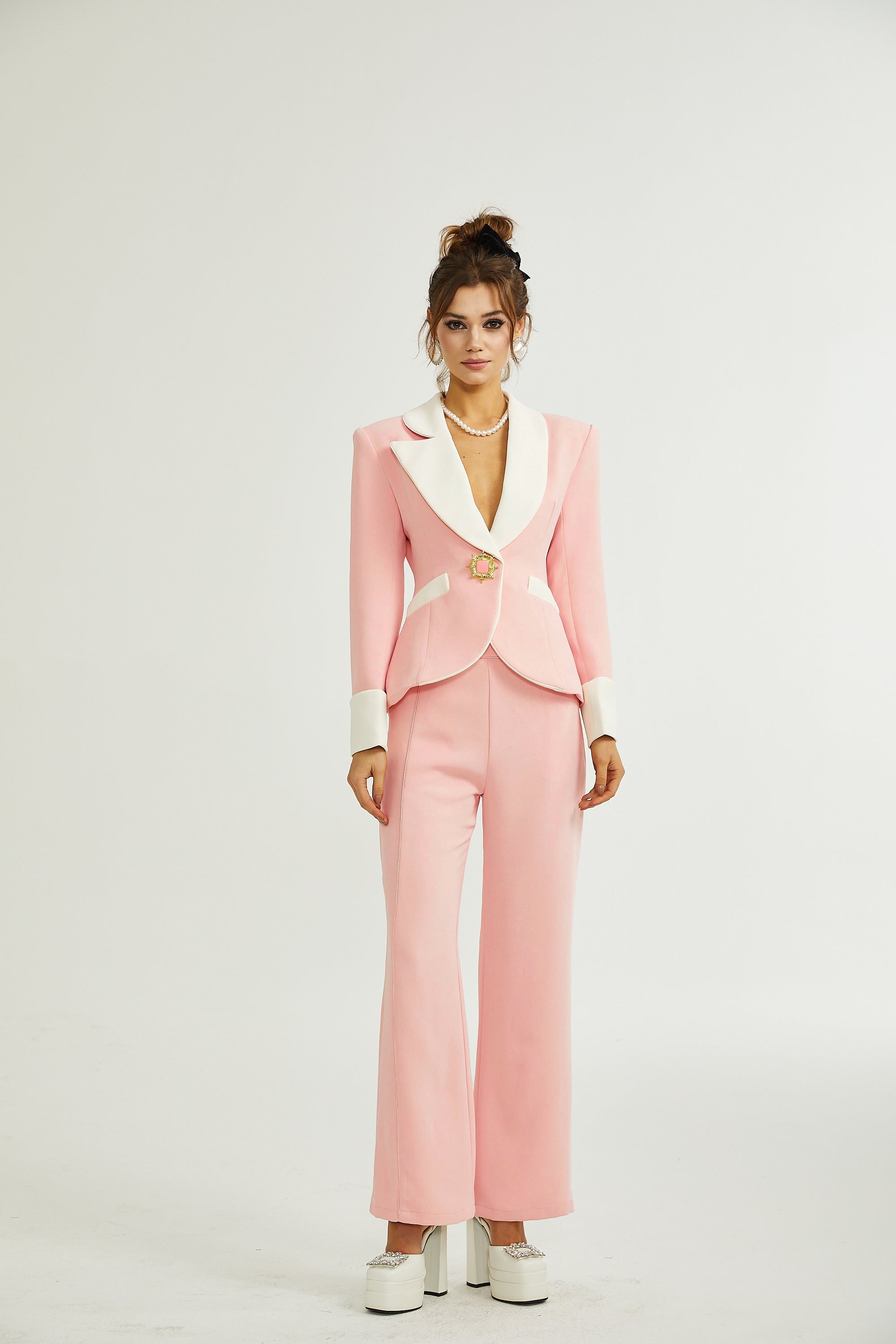 Claretta colour-block blazer & pants matching set (Final Sale)