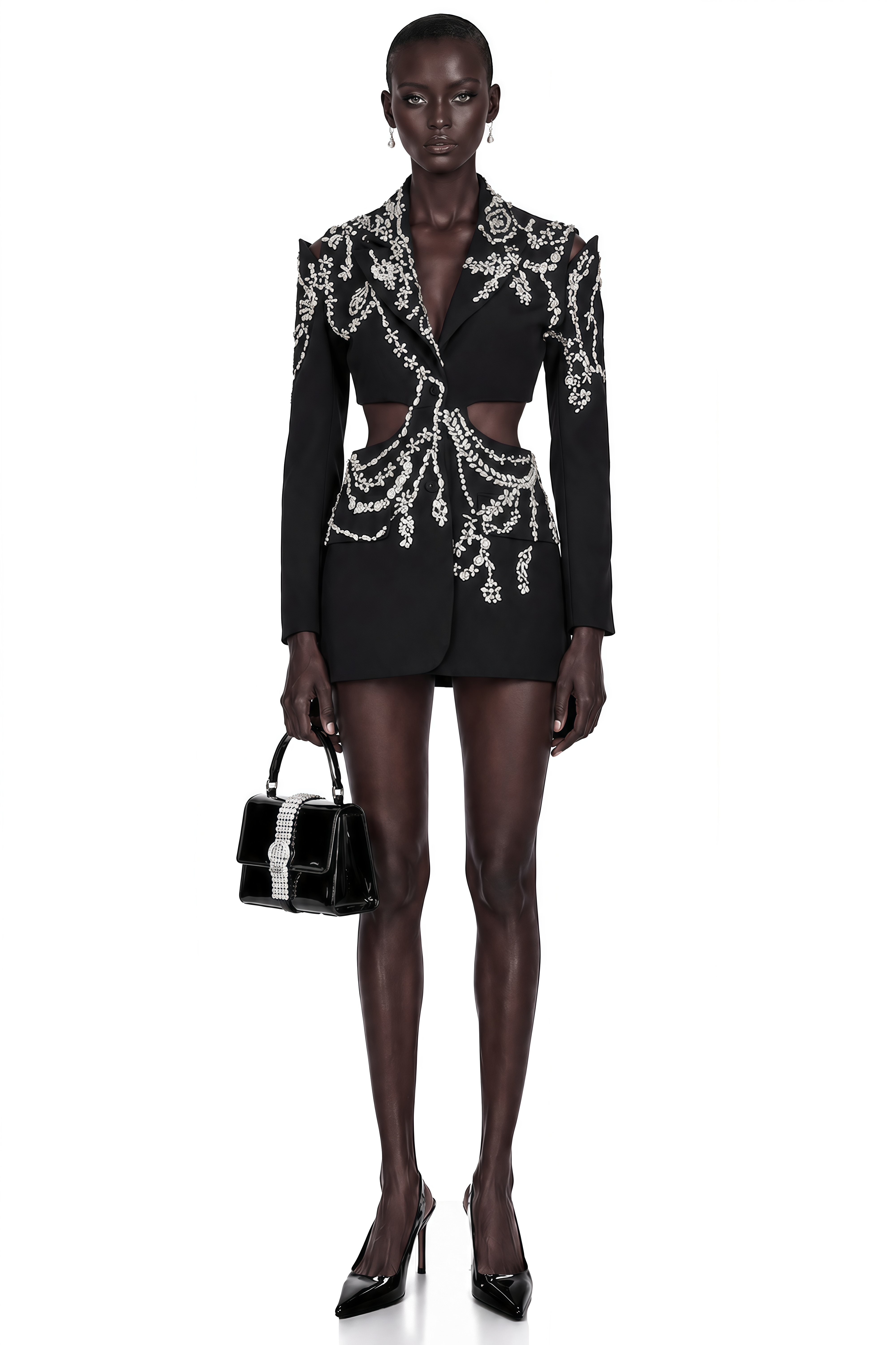 Veste ajourée ornée de cristaux Audrey Black