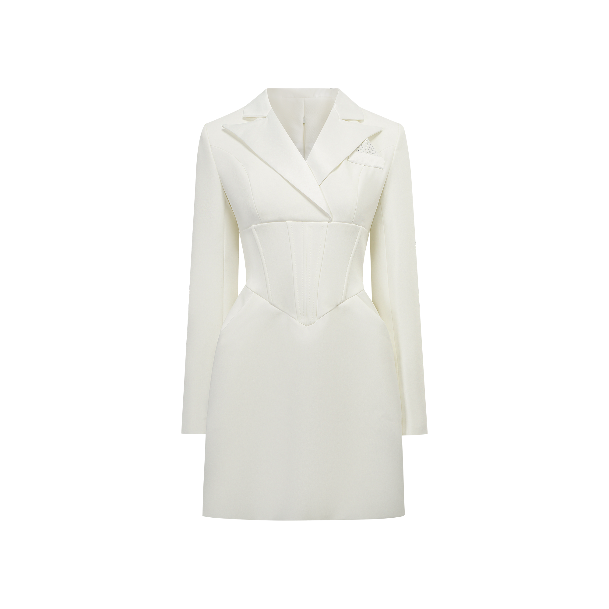 Inmaculada White Boned Bodice Mini Blazer Dress (Final Sale-US Only)