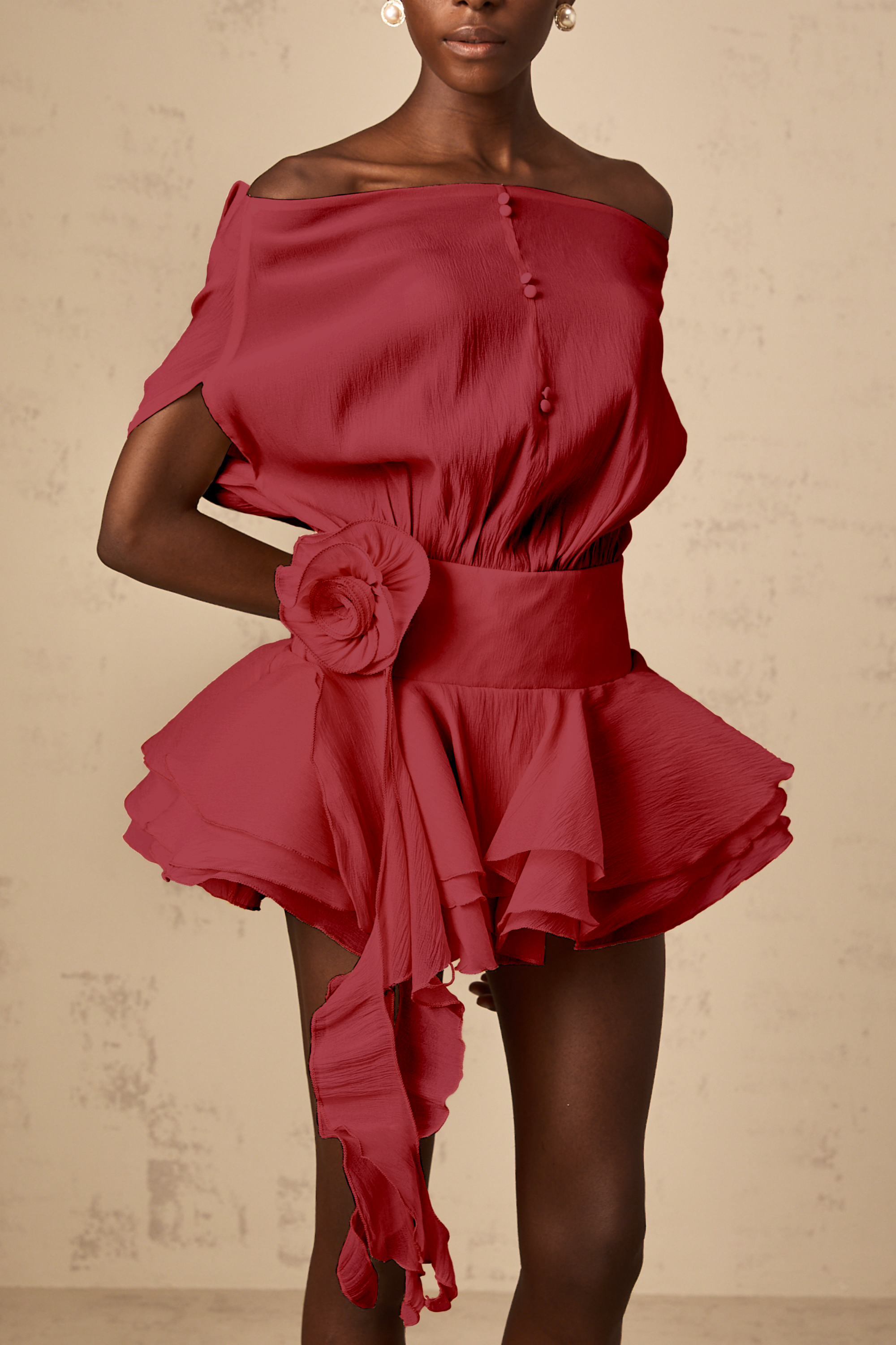 Ruffled Floral Mini Dress