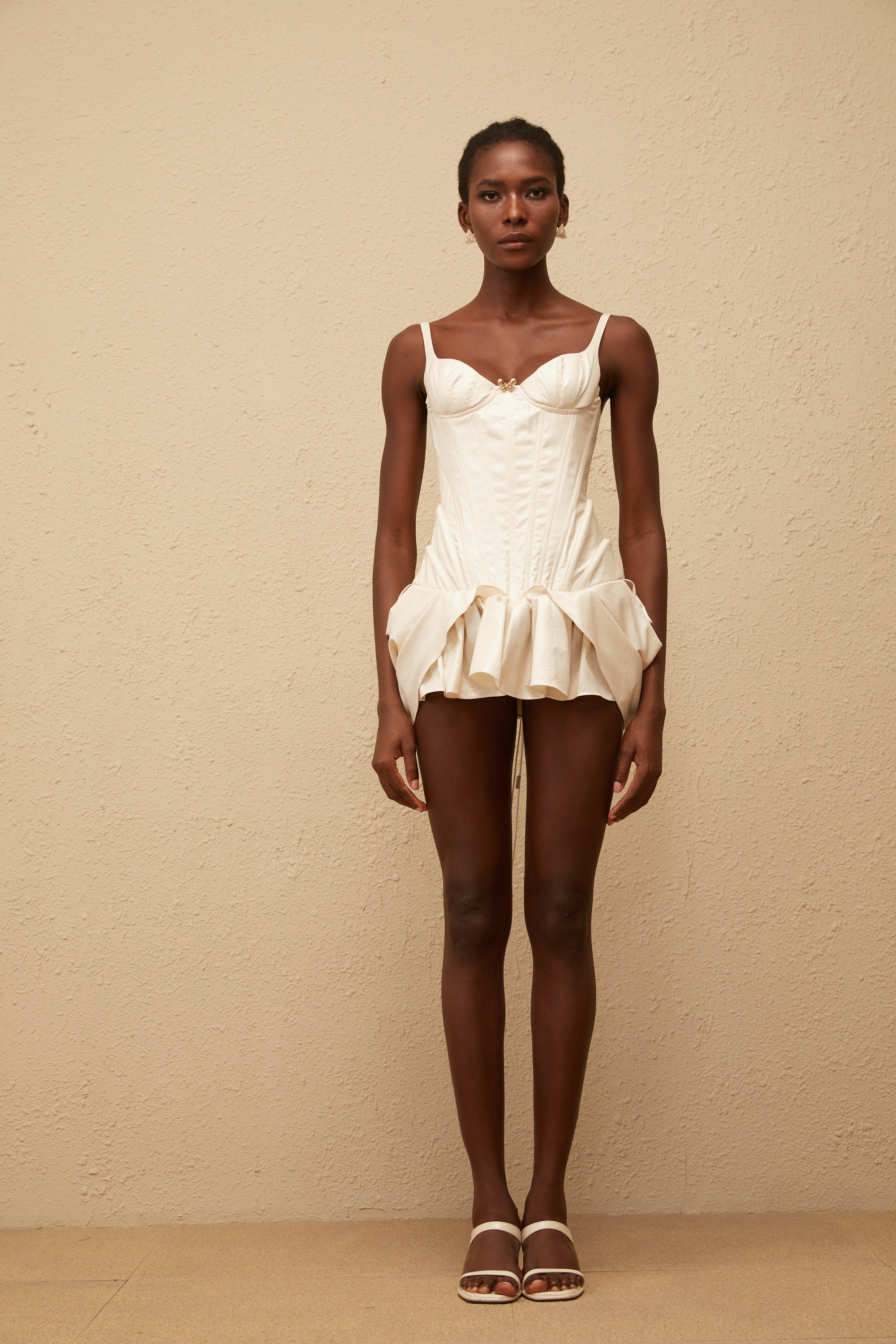 Léana White Ruffled Detail Bustier Mini Dress (Final Sale)