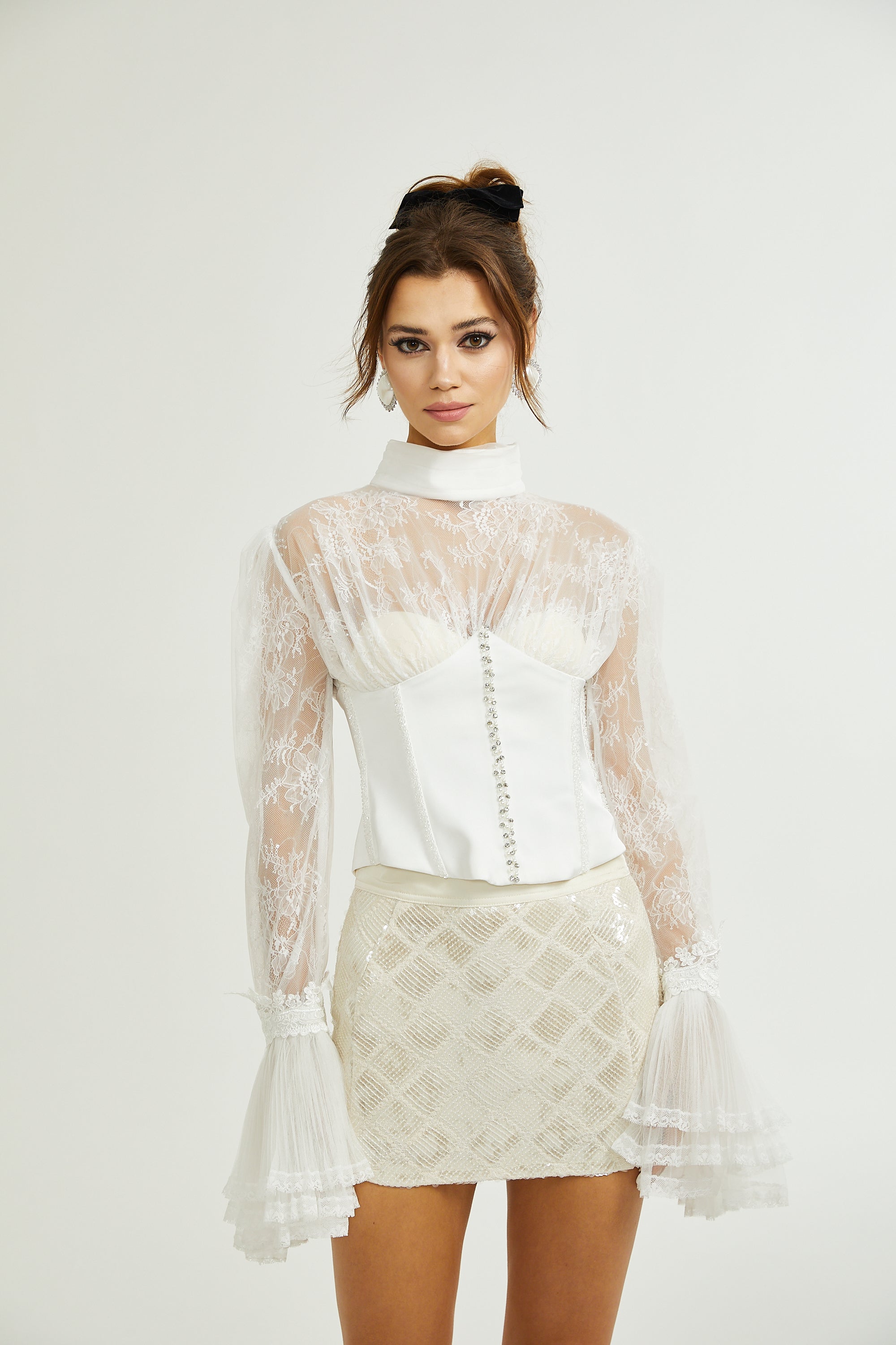 Ellica semi-sheer cropped top (Final Sale-US Only)