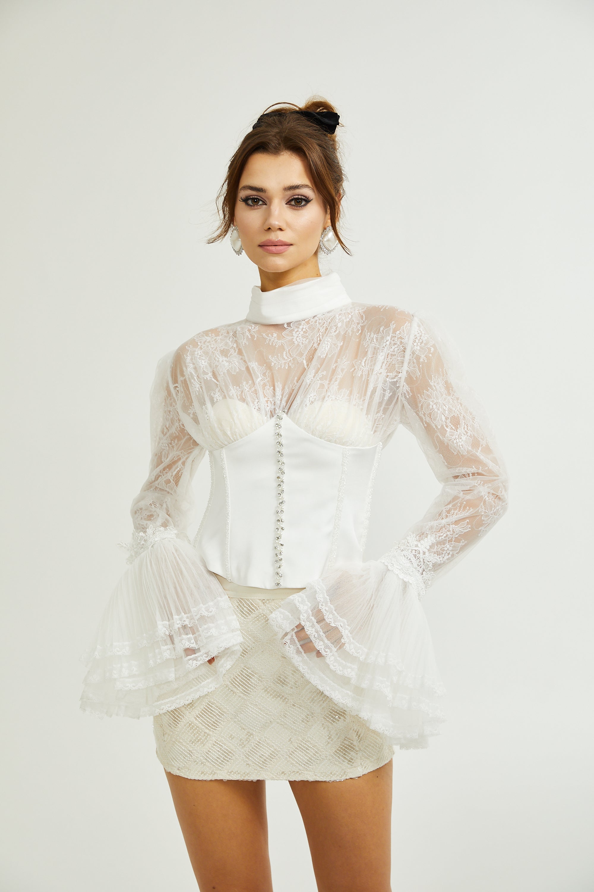 Ellica semi-sheer cropped top (Final Sale-US Only)