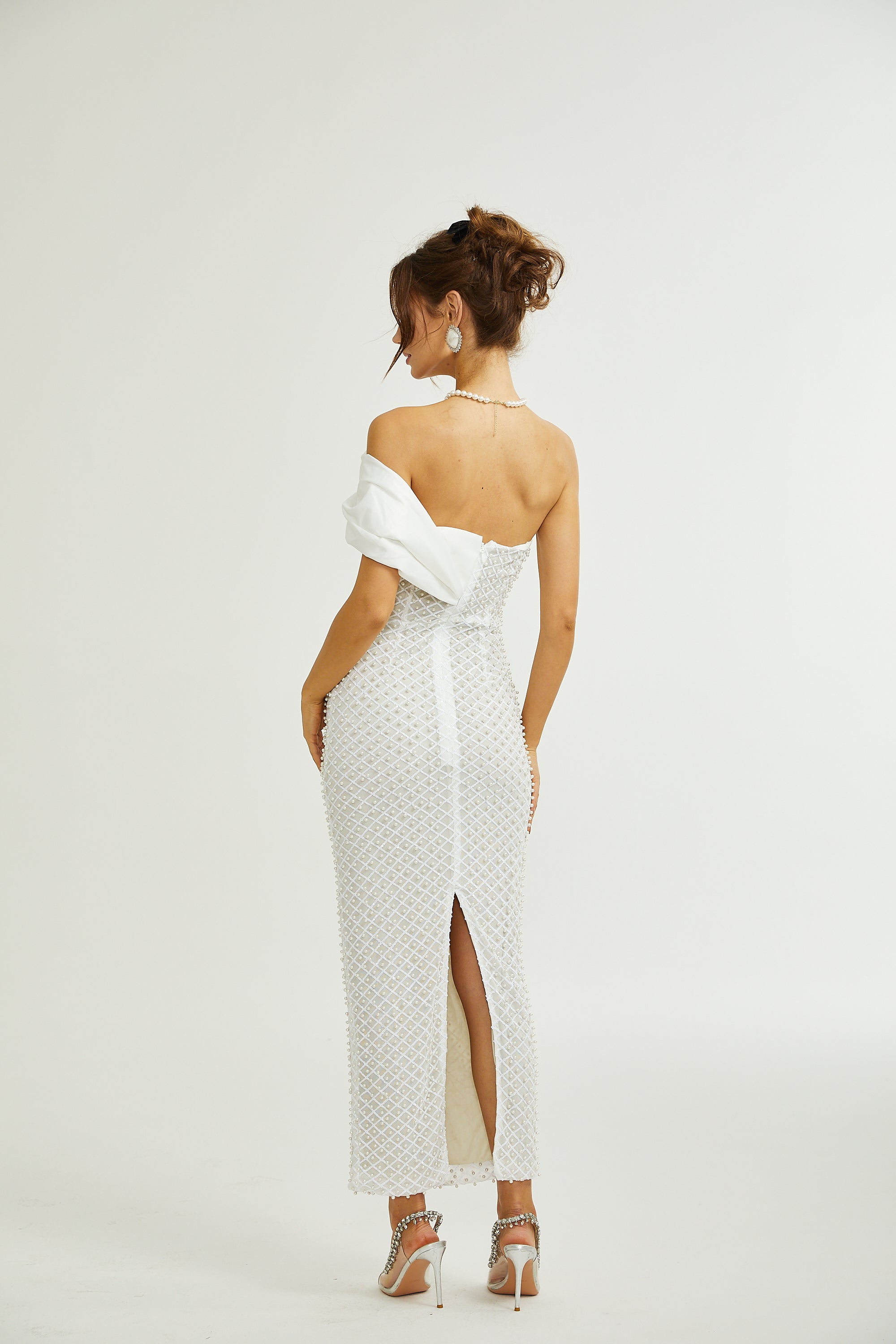 Maura faux-pearl off-shoulder dress (Final Sale)