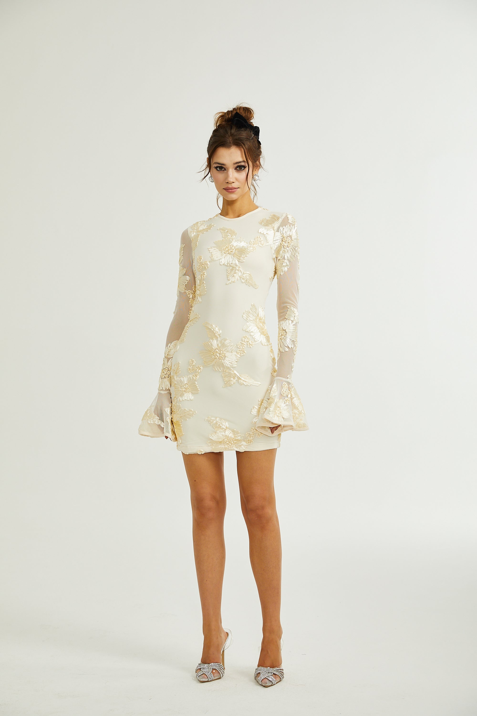 Nalini floral-embroidered open-back dress