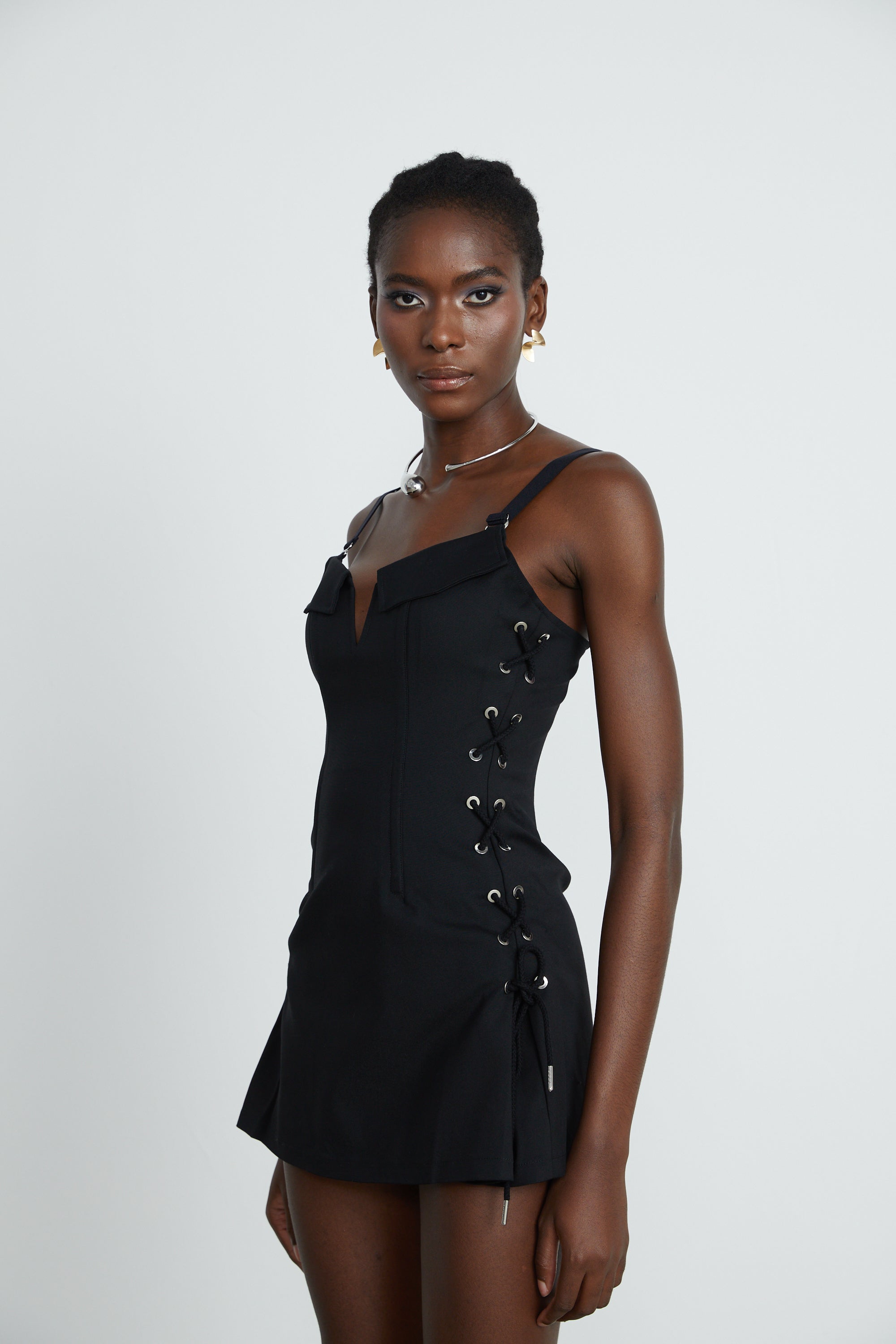 Jaina black hook & eye pocket dress (Final Sale-US Only)